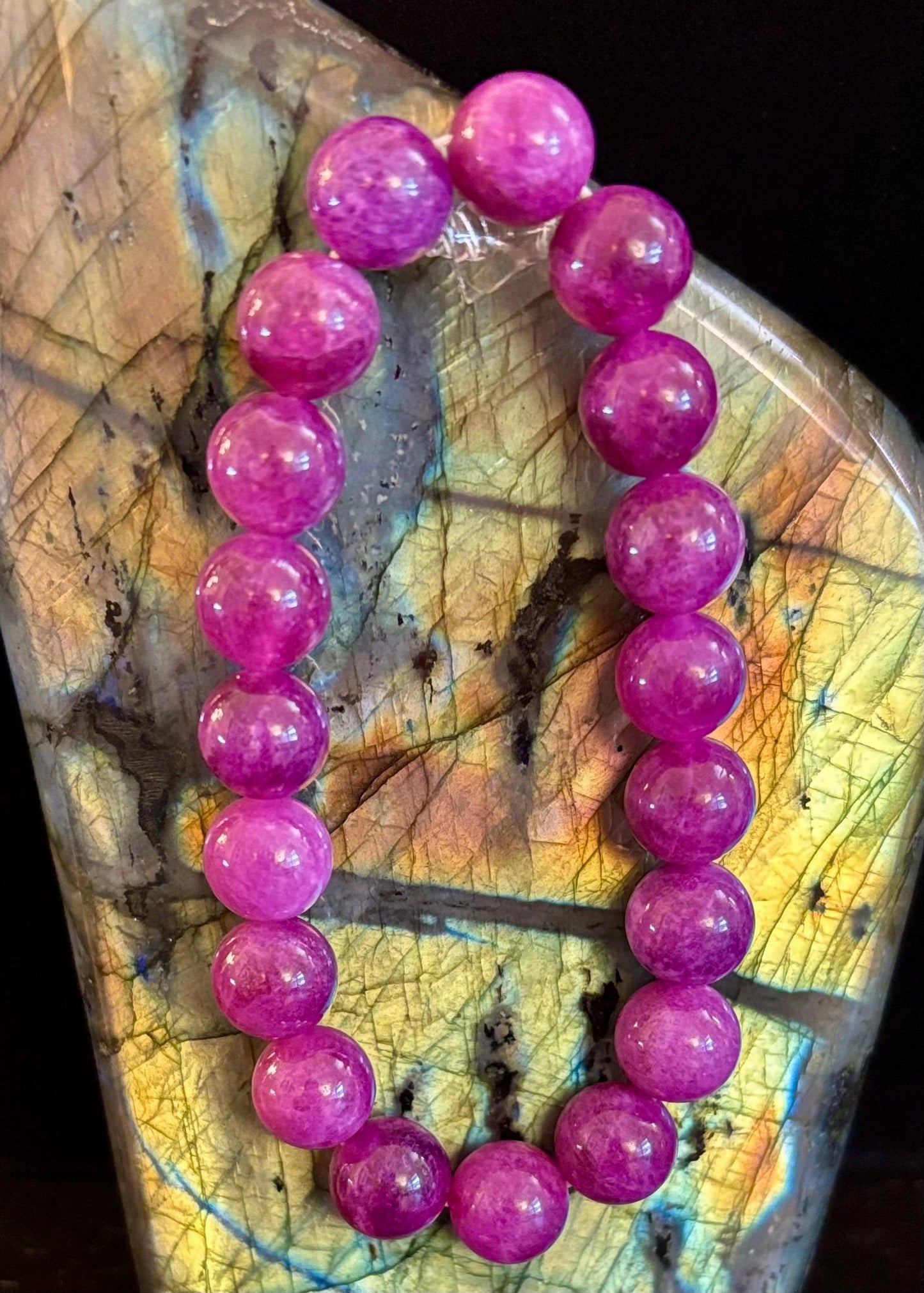 Natural Spodumene (Kunzite) Stone Bead Bracelet