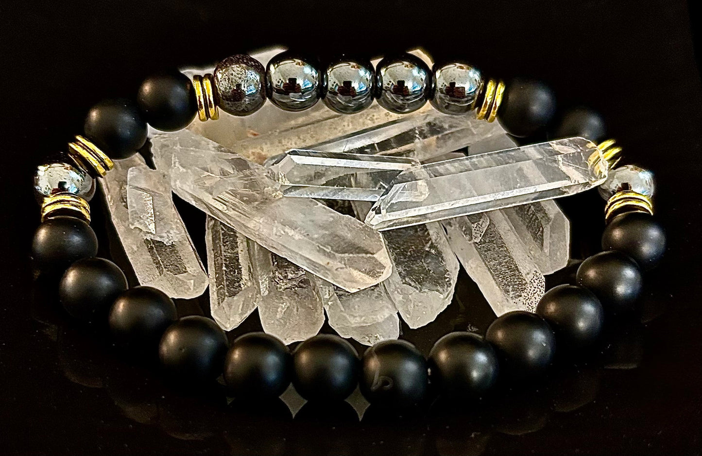 Grounding & Balance Black Obsidian and Hematite Bracelet