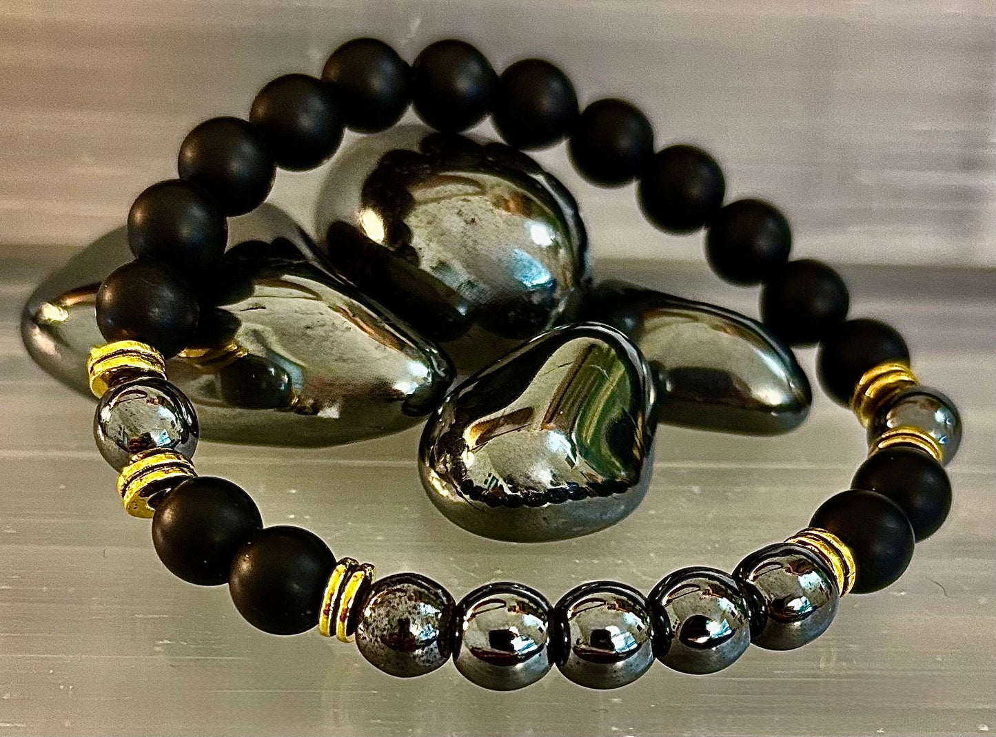 Grounding & Balance Black Obsidian and Hematite Bracelet