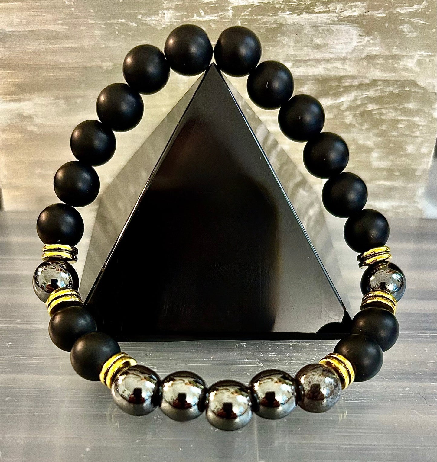 Grounding & Balance Black Obsidian and Hematite Bracelet