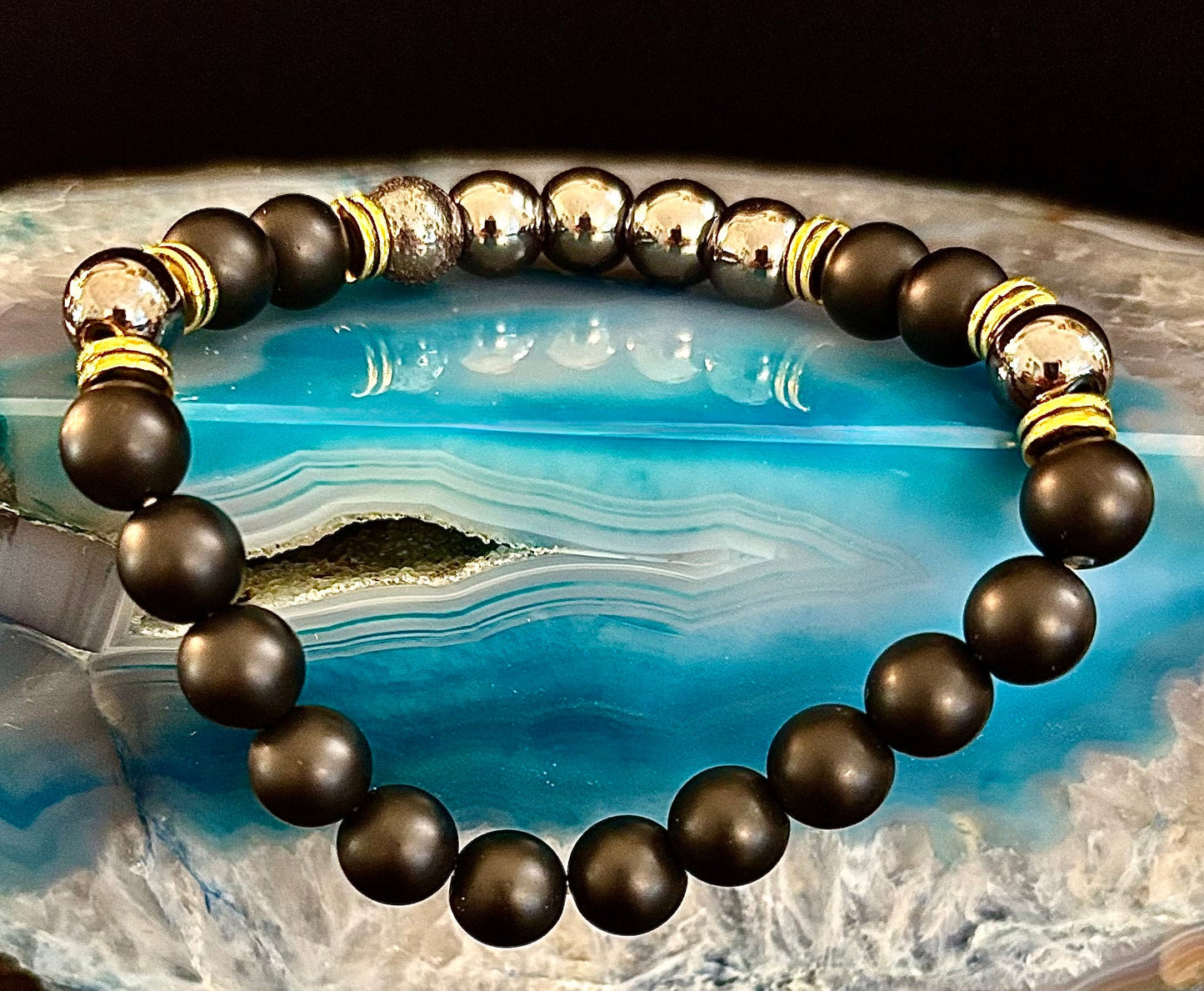 Grounding & Balance Black Obsidian and Hematite Bracelet