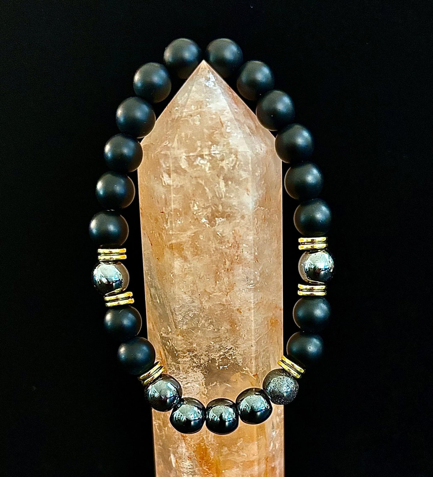 Grounding & Balance Black Obsidian and Hematite Bracelet