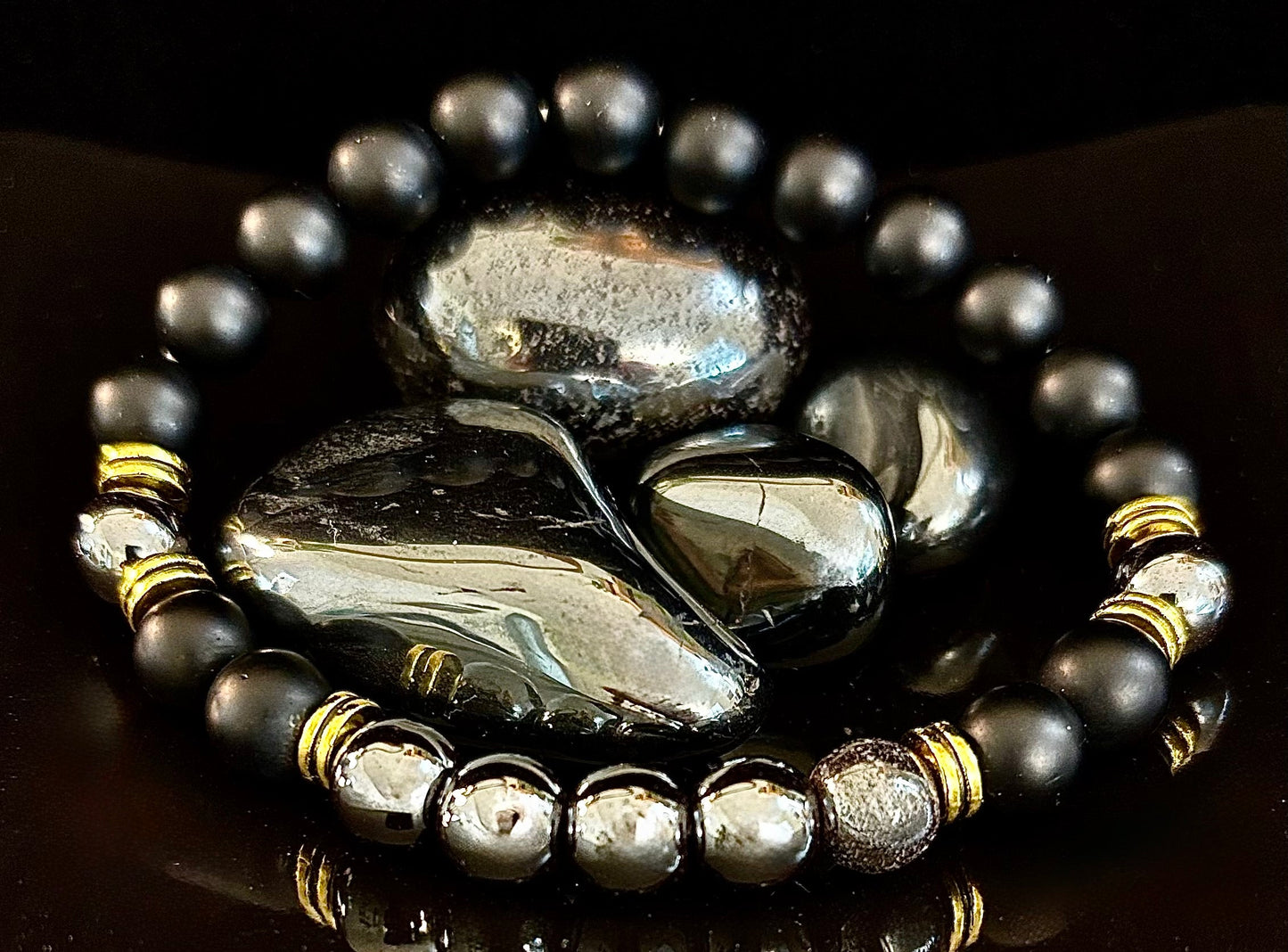Grounding & Balance Black Obsidian and Hematite Bracelet