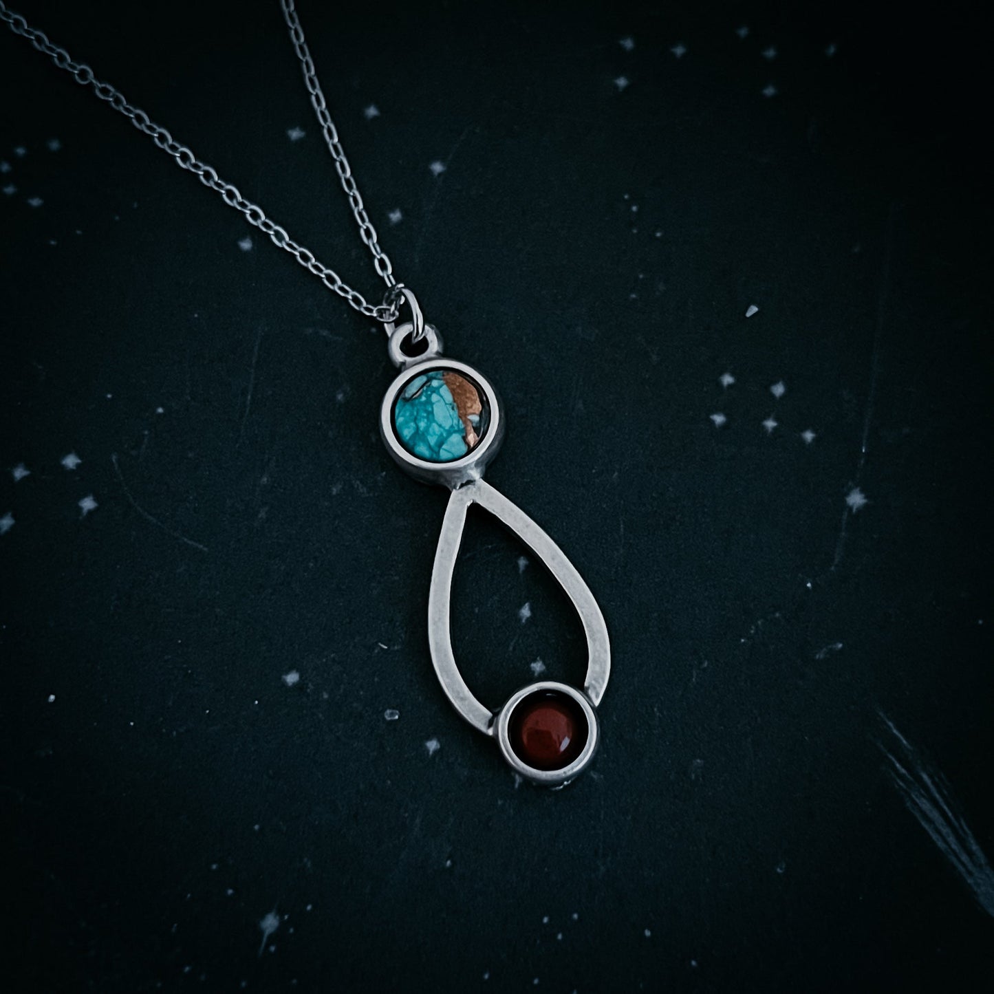 Journey to Mars Necklace - Copper Chrysocolla Earth and Red Jasper Mars