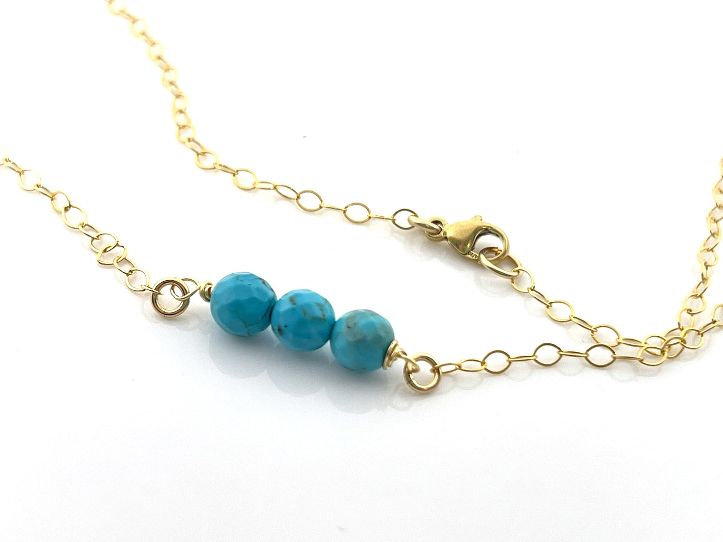Dainty Turquoise Gemstone Choker – 14k Gold Filled, Wire Wrapped Beads, 16.5" Handmade Necklace