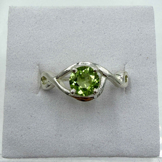 Sterling Silver Double Swirl Peridot Ring - Size 7 -Positivity, Growth & Renewal