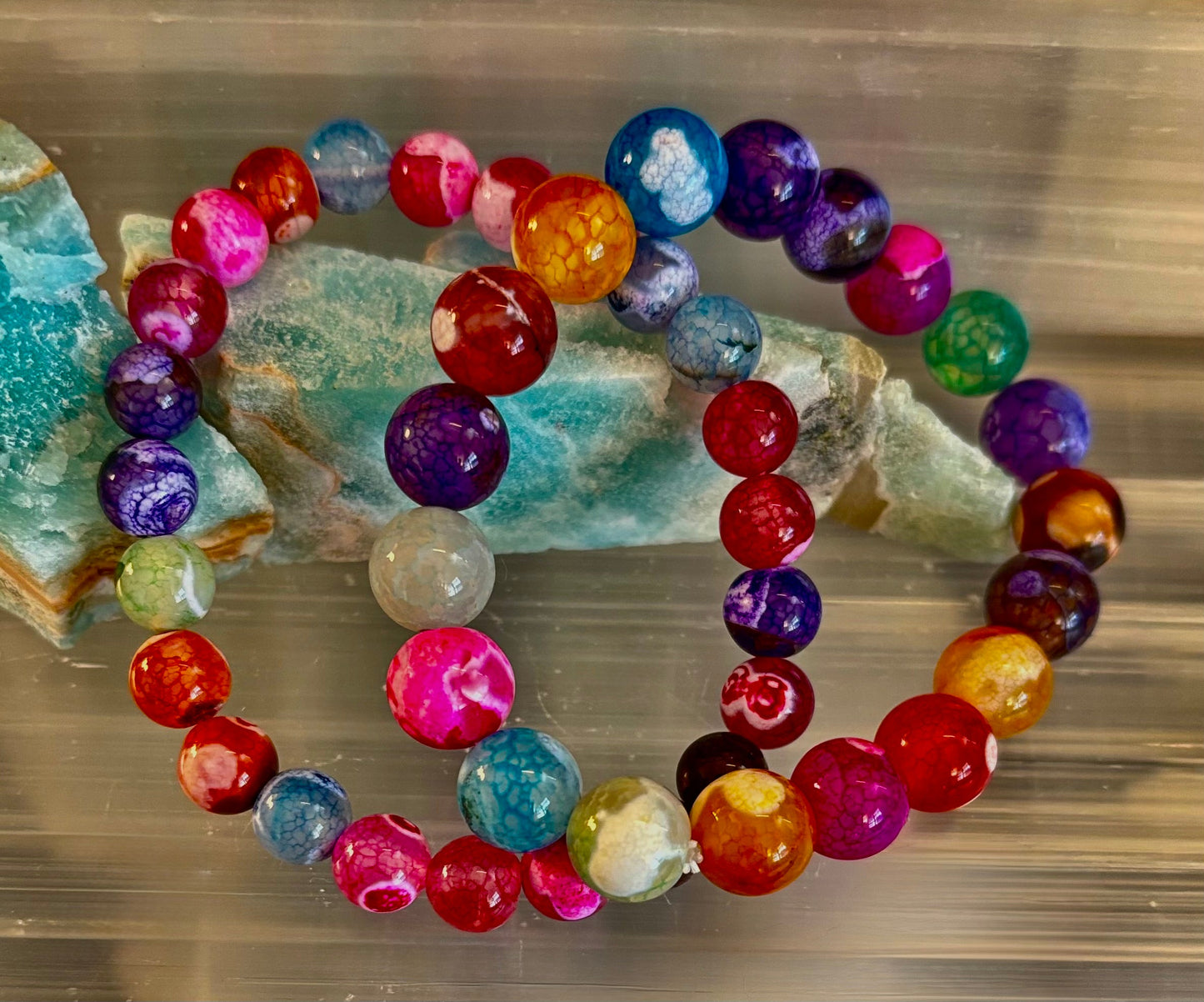 Rainbow Dragon Vein Agate Gemstone Bracelet