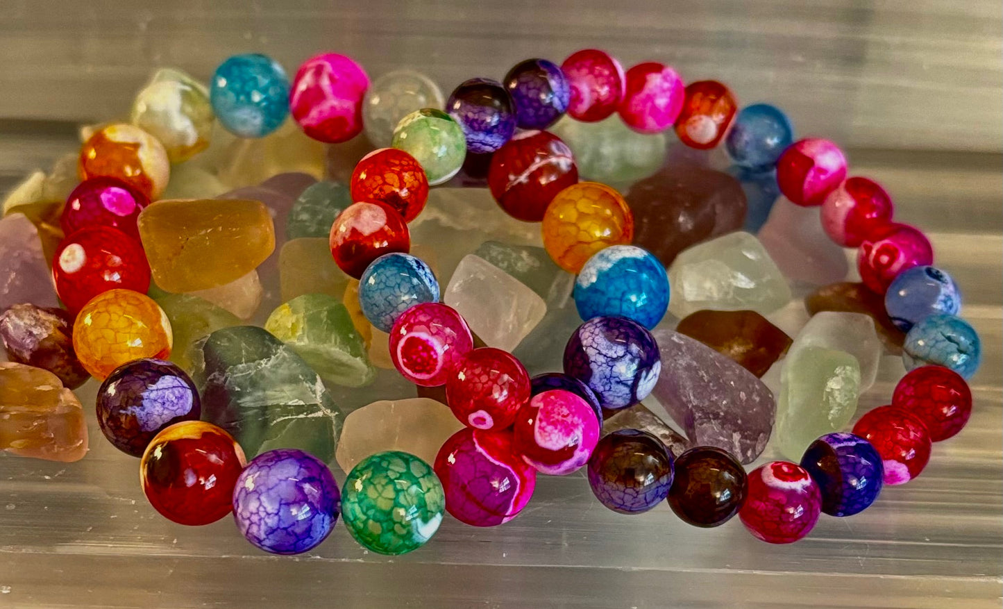 Rainbow Dragon Vein Agate Gemstone Bracelet