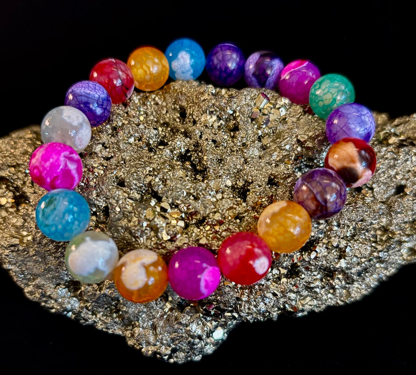 Rainbow Dragon Vein Agate Gemstone Bracelet