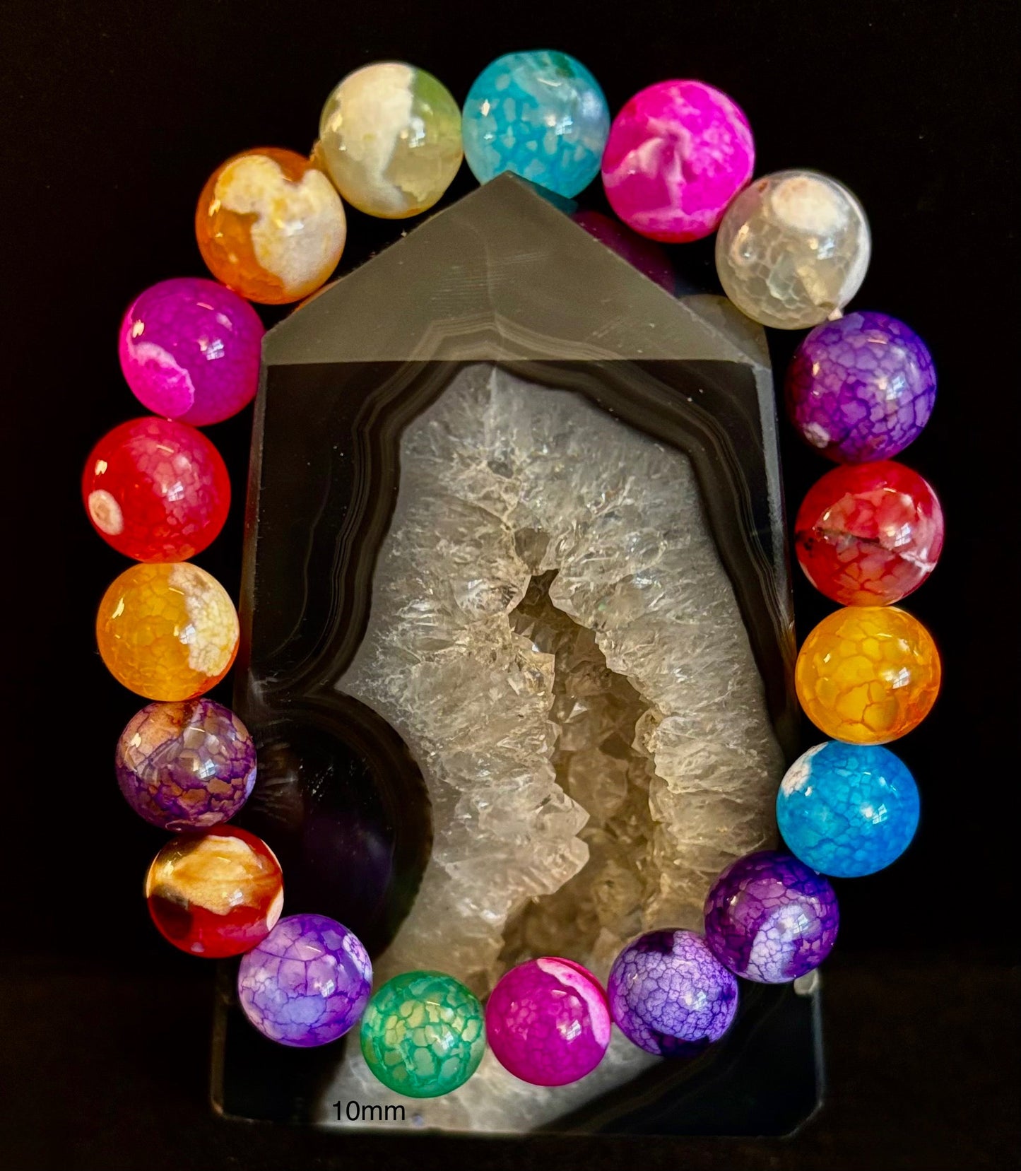 Rainbow Dragon Vein Agate Gemstone Bracelet