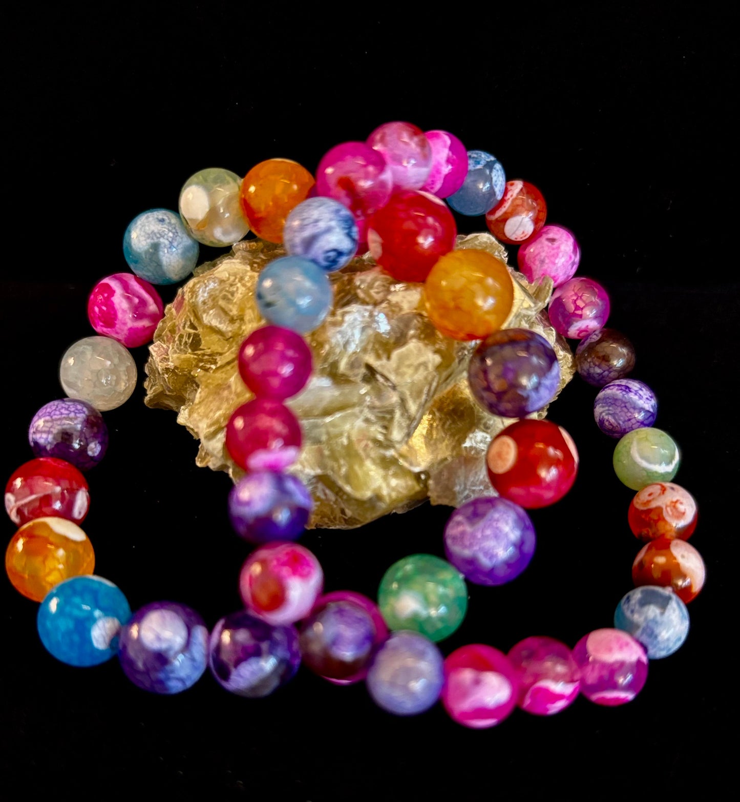 Rainbow Dragon Vein Agate Gemstone Bracelet