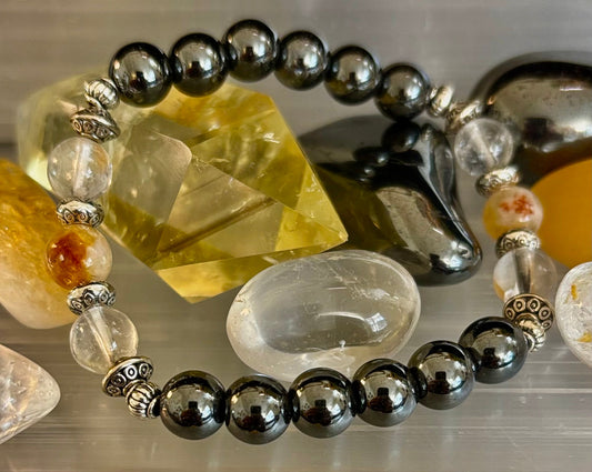 Empath Protection Intention Bracelet – Citrine, Clear Quartz & Hematite