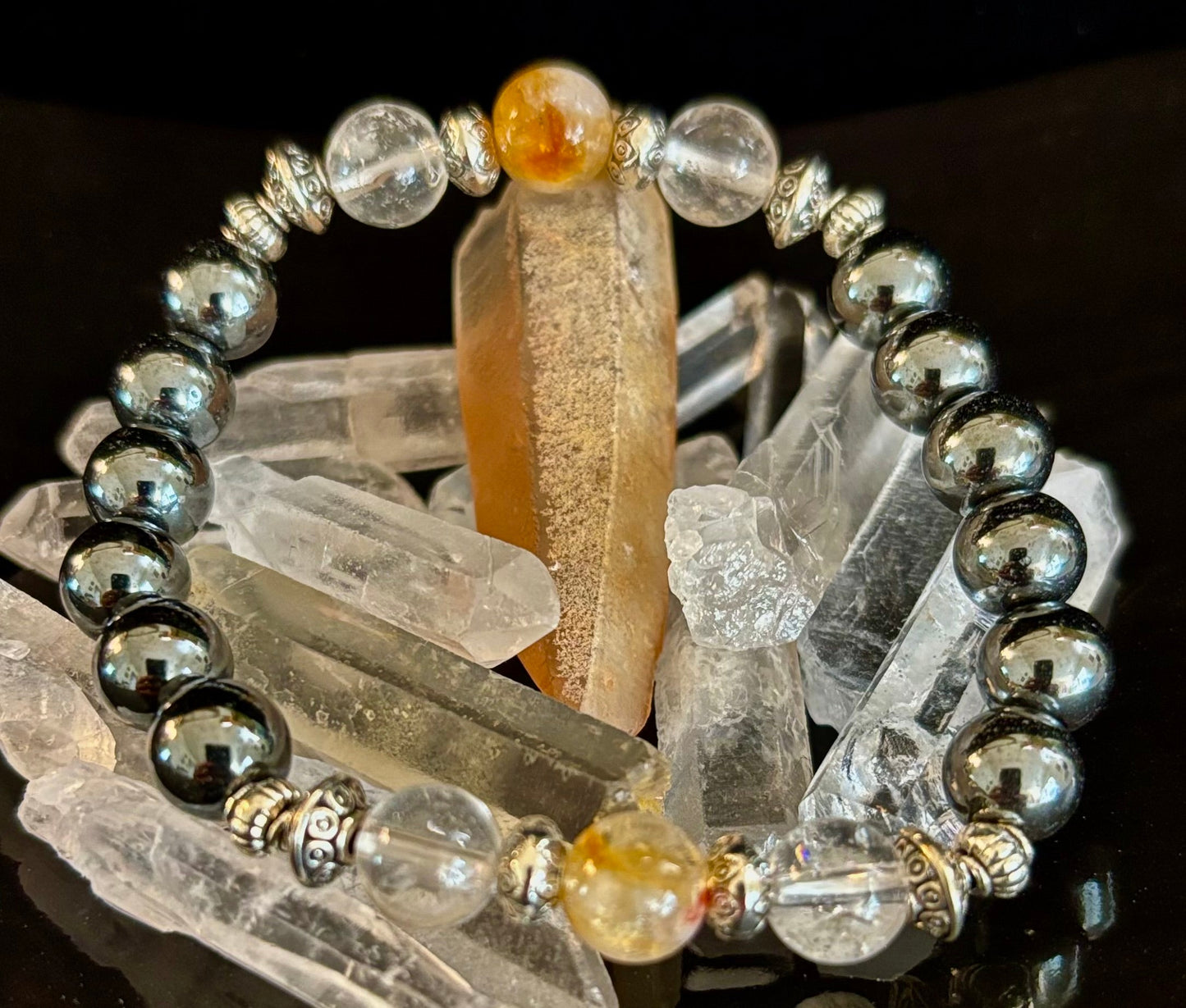 Empath Protection Intention Bracelet – Citrine, Clear Quartz & Hematite