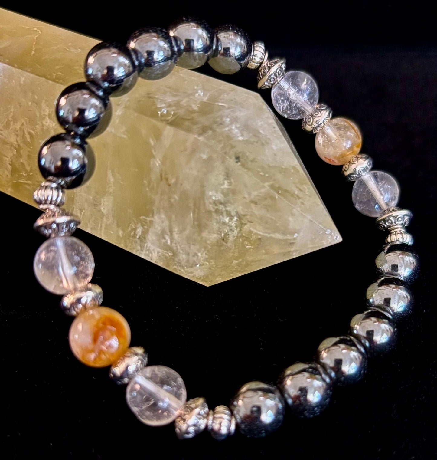 Empath Protection Intention Bracelet – Citrine, Clear Quartz & Hematite