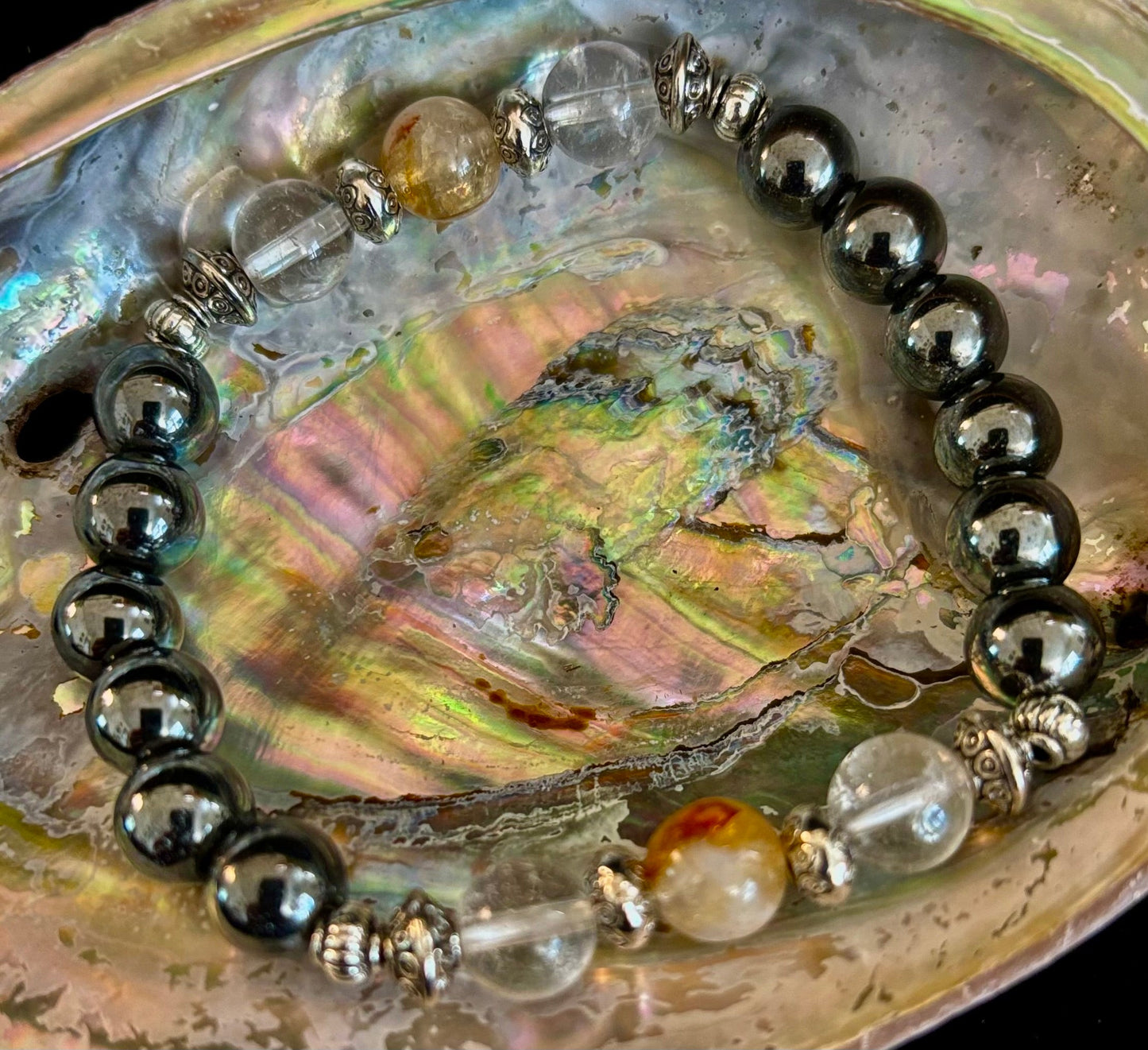 Empath Protection Intention Bracelet – Citrine, Clear Quartz & Hematite