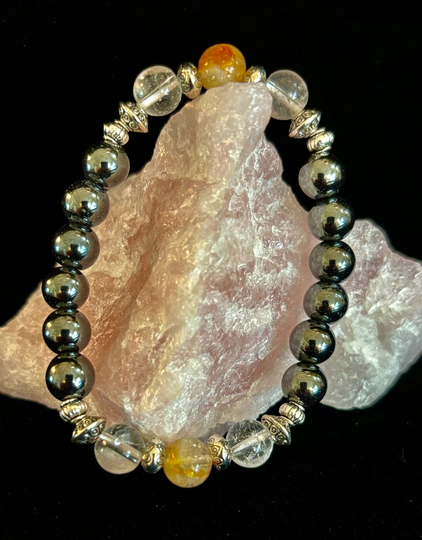 Empath Protection Intention Bracelet – Citrine, Clear Quartz & Hematite