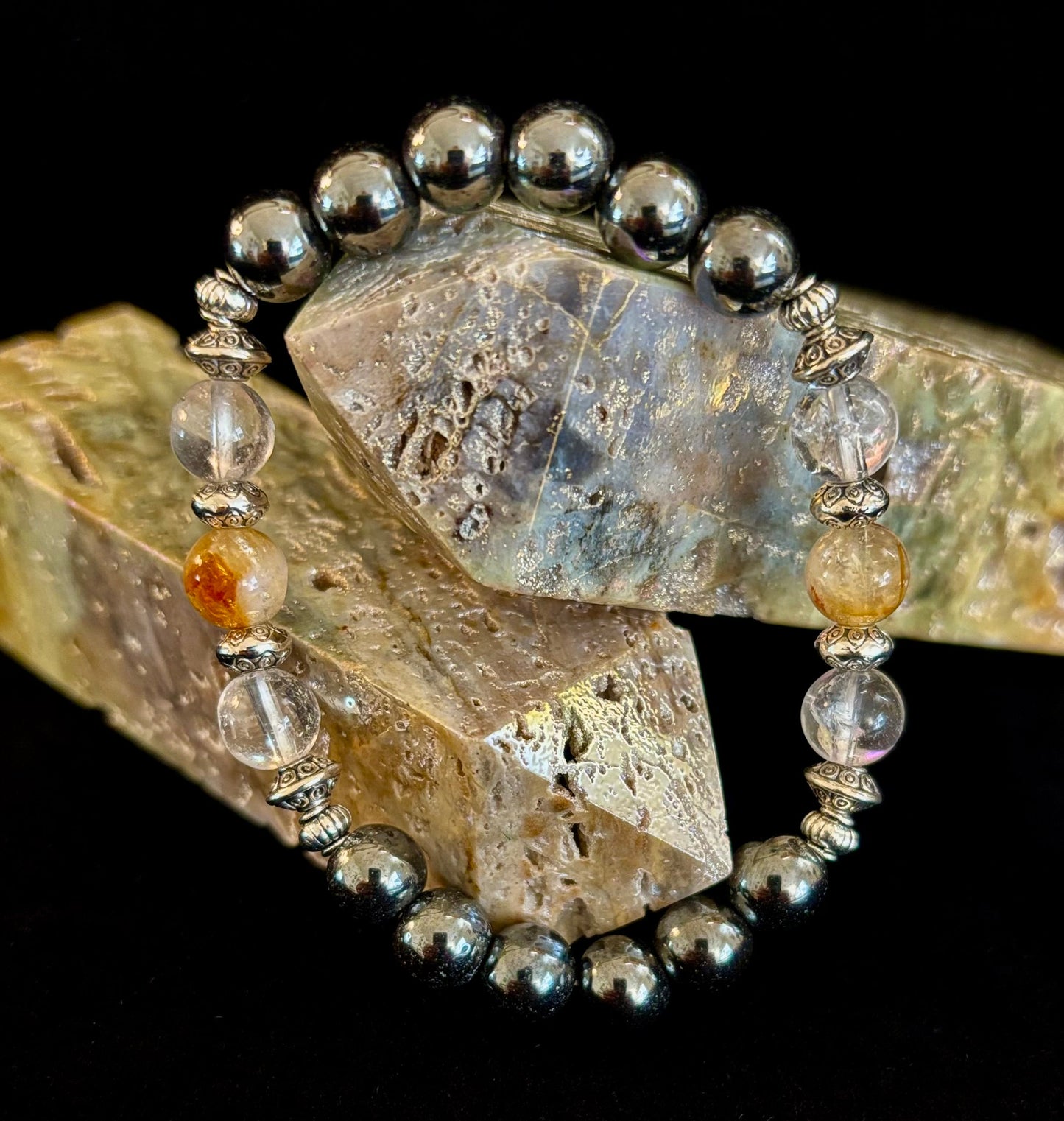 Empath Protection Intention Bracelet – Citrine, Clear Quartz & Hematite