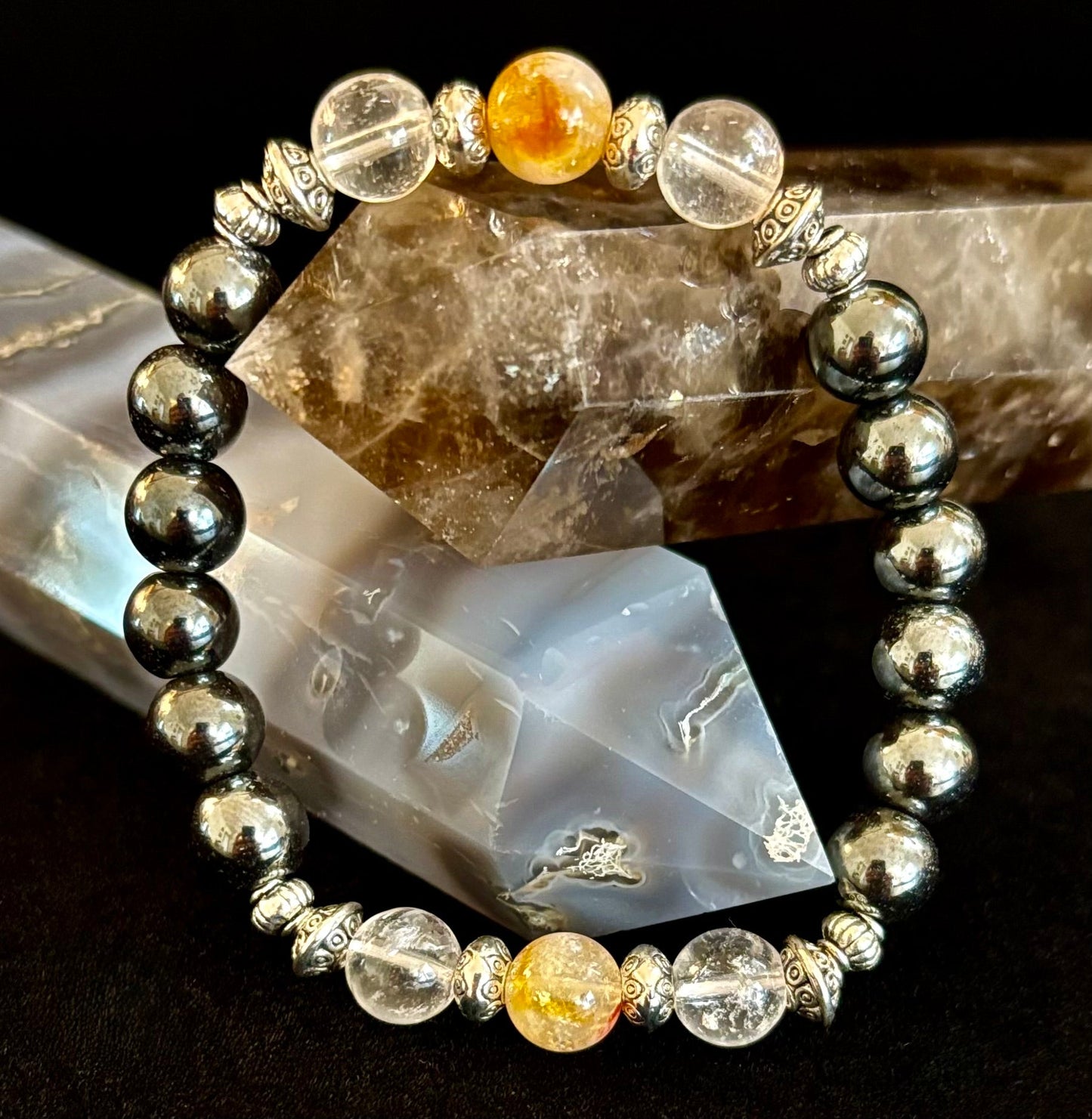 Empath Protection Intention Bracelet – Citrine, Clear Quartz & Hematite