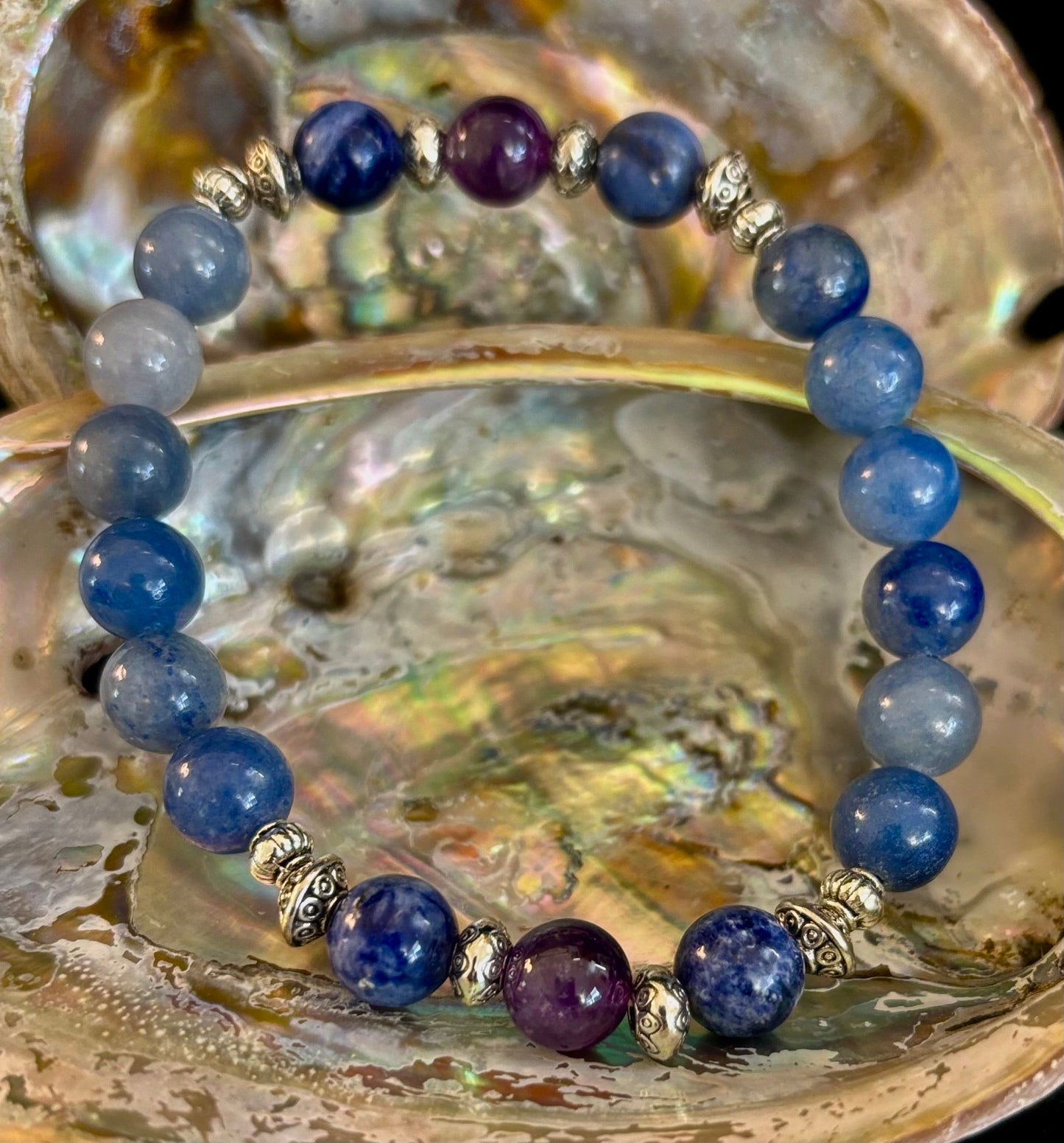Anxiety Support Intention Bracelet – Blue Aventurine, Sodalite & Amethyst | 8mm Gemstones