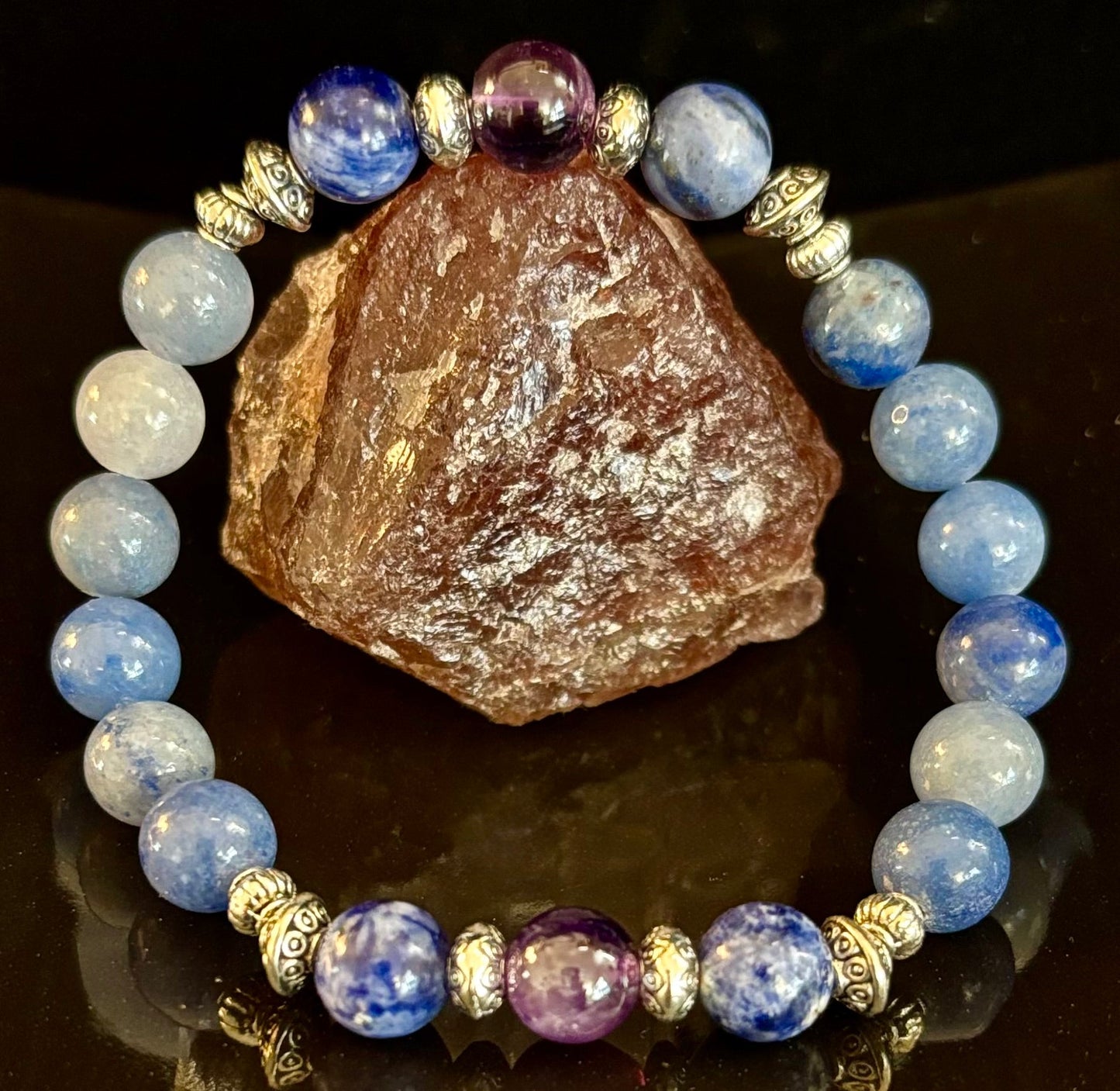 Anxiety Support Intention Bracelet – Blue Aventurine, Sodalite & Amethyst | 8mm Gemstones