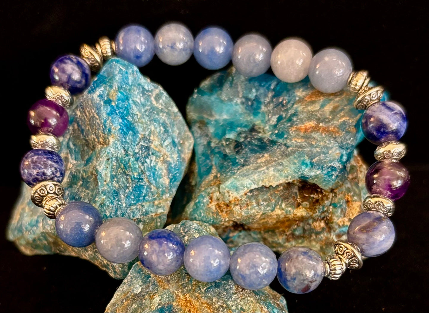Anxiety Support Intention Bracelet – Blue Aventurine, Sodalite & Amethyst | 8mm Gemstones