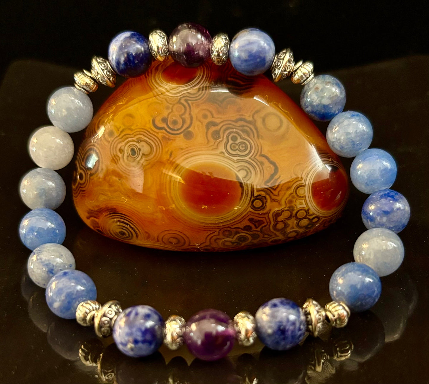 Anxiety Support Intention Bracelet – Blue Aventurine, Sodalite & Amethyst | 8mm Gemstones