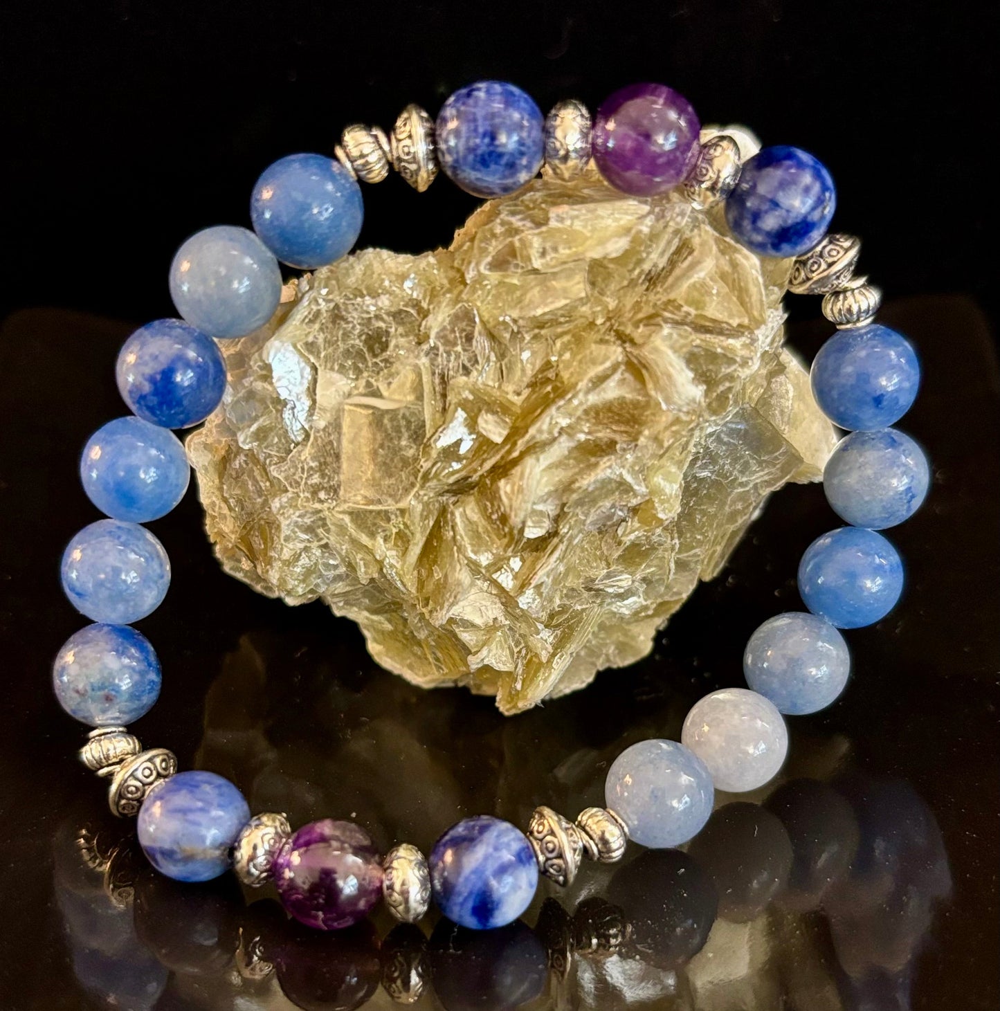 Anxiety Support Intention Bracelet – Blue Aventurine, Sodalite & Amethyst | 8mm Gemstones