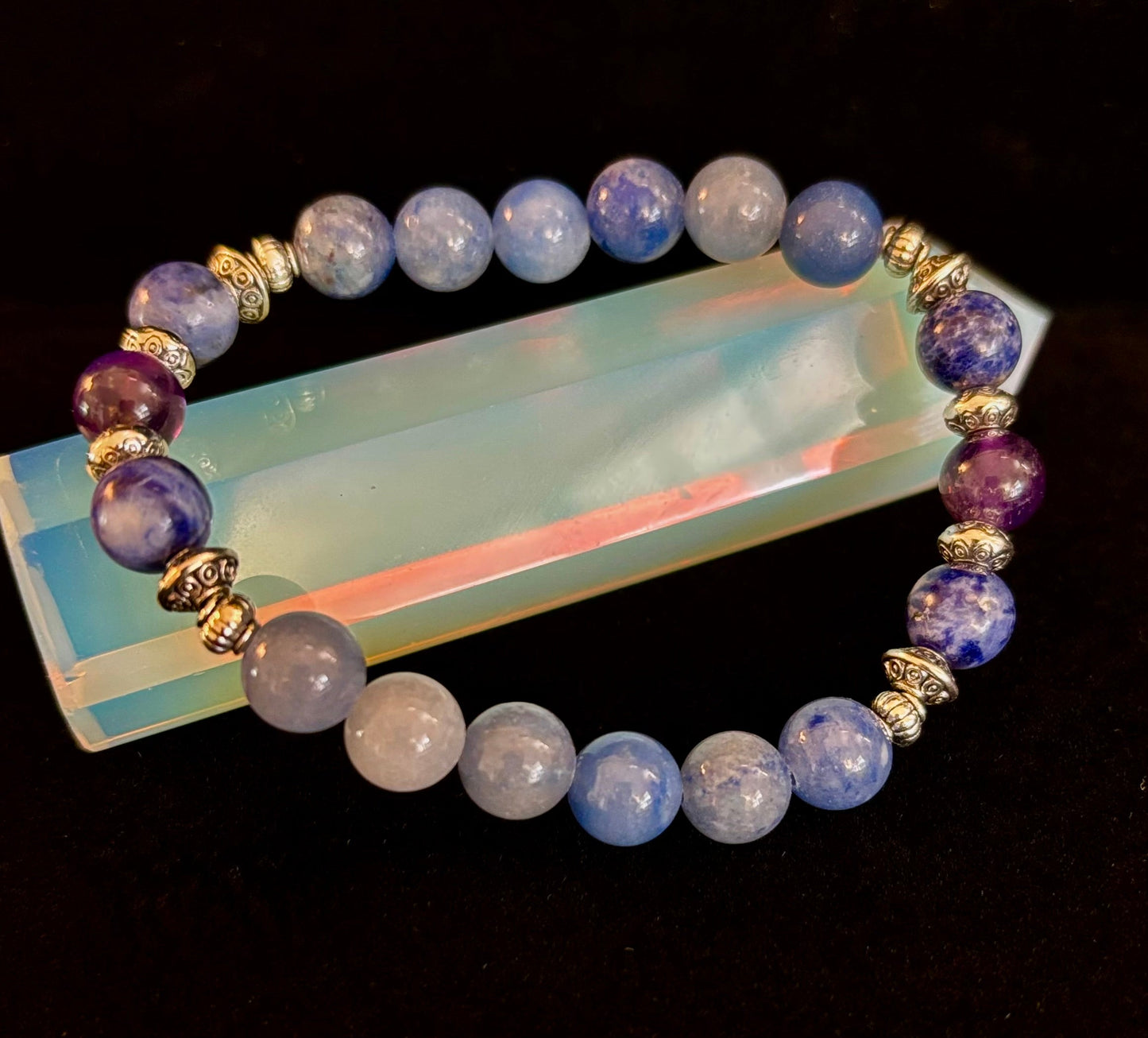 Anxiety Support Intention Bracelet – Blue Aventurine, Sodalite & Amethyst | 8mm Gemstones