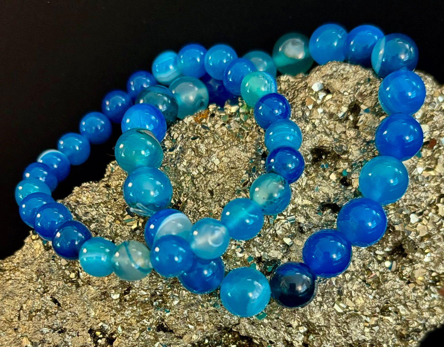 Ocean Energy Blue Agate Bracelet – 8mm or 10mm Natural Stone Beads
