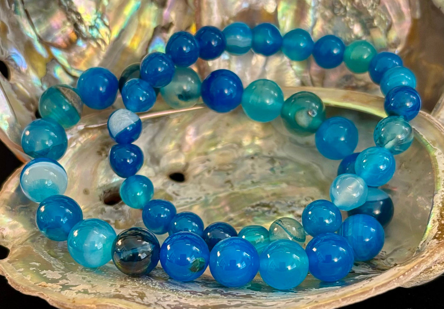 Ocean Energy Blue Agate Bracelet – 8mm or 10mm Natural Stone Beads