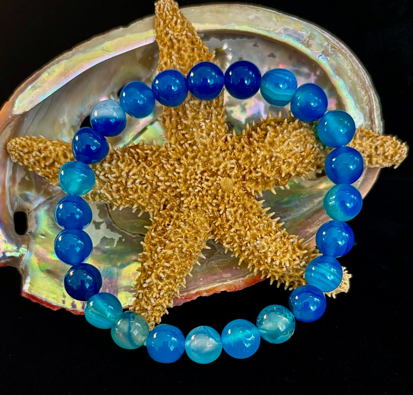 Ocean Energy Blue Agate Bracelet – 8mm or 10mm Natural Stone Beads