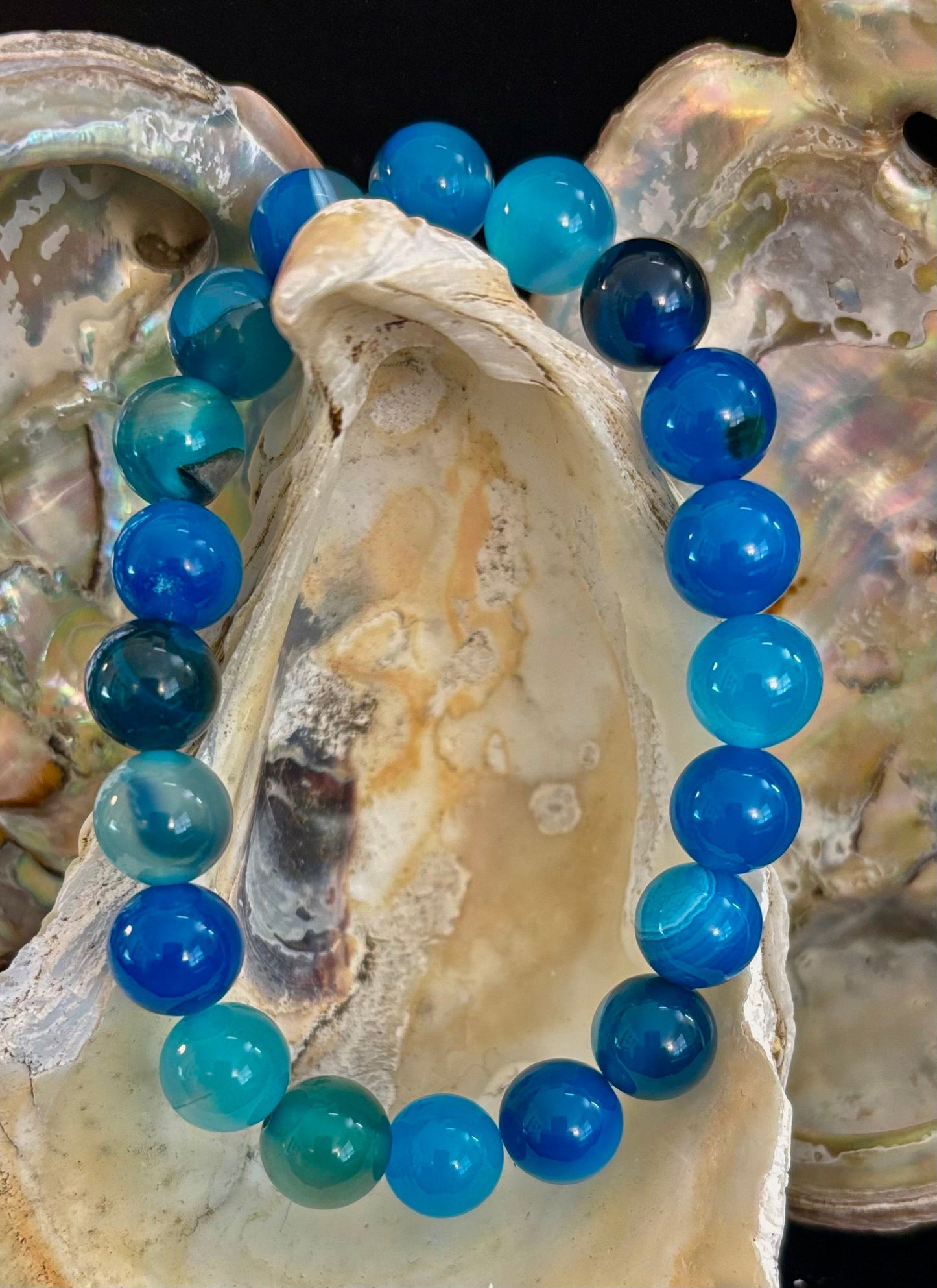 Ocean Energy Blue Agate Bracelet – 8mm or 10mm Natural Stone Beads