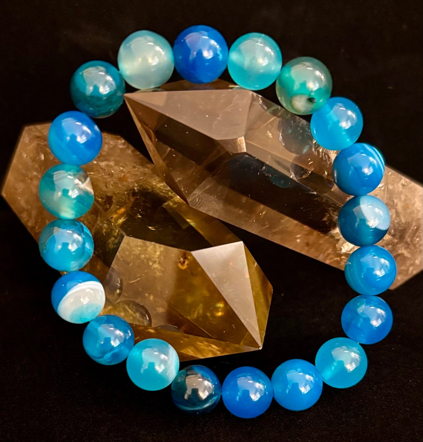 Ocean Energy Blue Agate Bracelet – 8mm or 10mm Natural Stone Beads