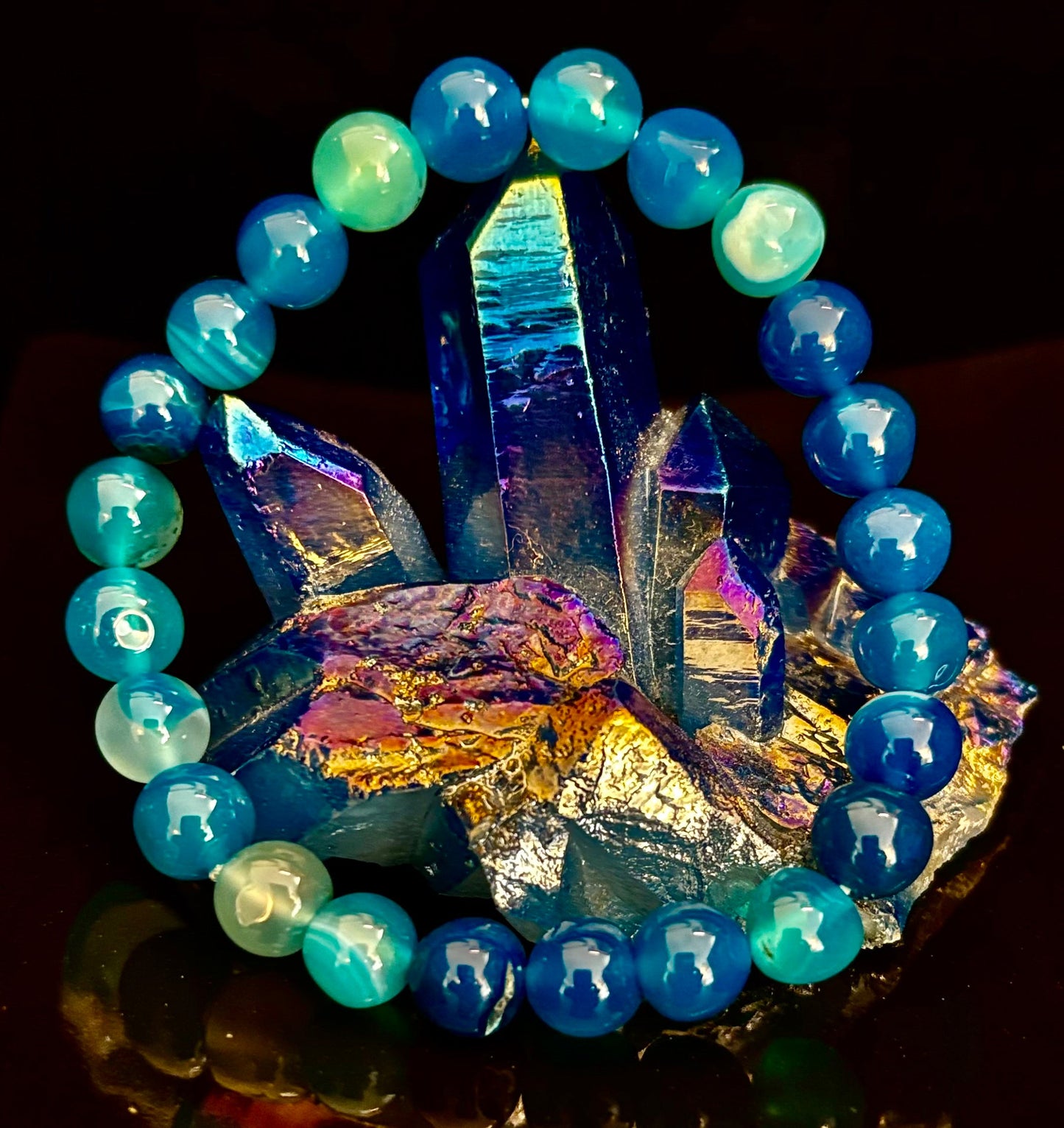 Ocean Energy Blue Agate Bracelet – 8mm or 10mm Natural Stone Beads