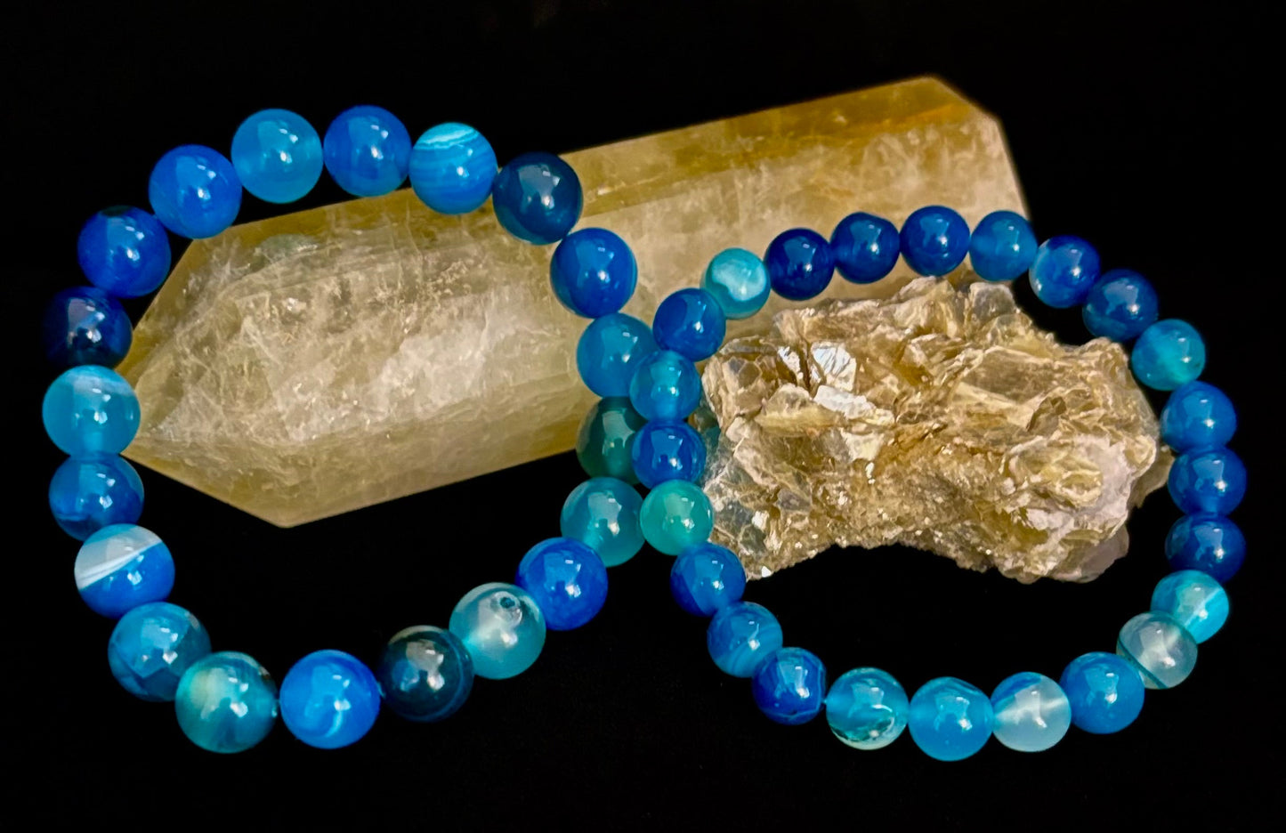 Ocean Energy Blue Agate Bracelet – 8mm or 10mm Natural Stone Beads