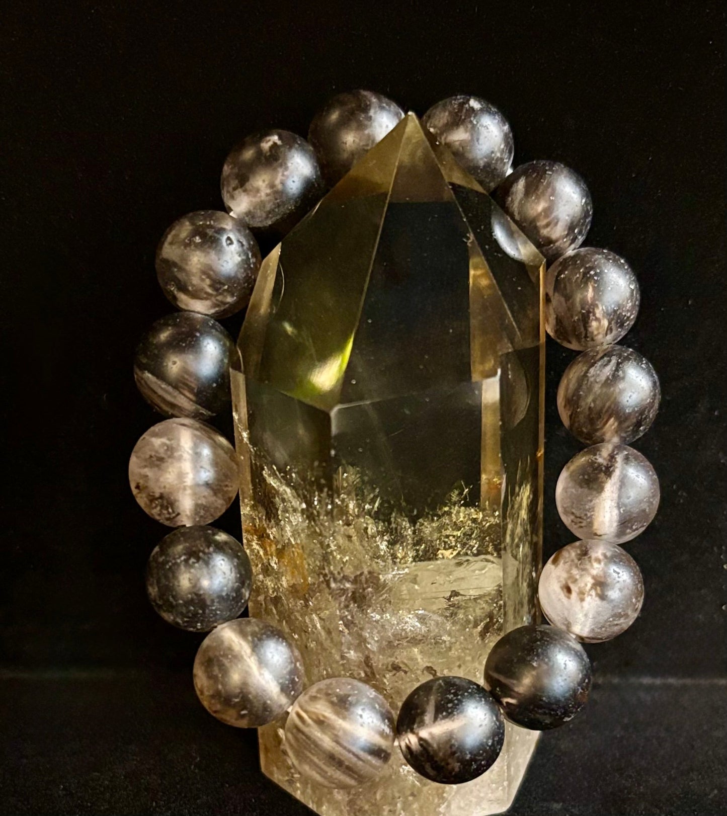 Watermelon Black Matte Stretch Stone Bracelet – 12mm Bold Beads | Grounding Energy & Fierce Style