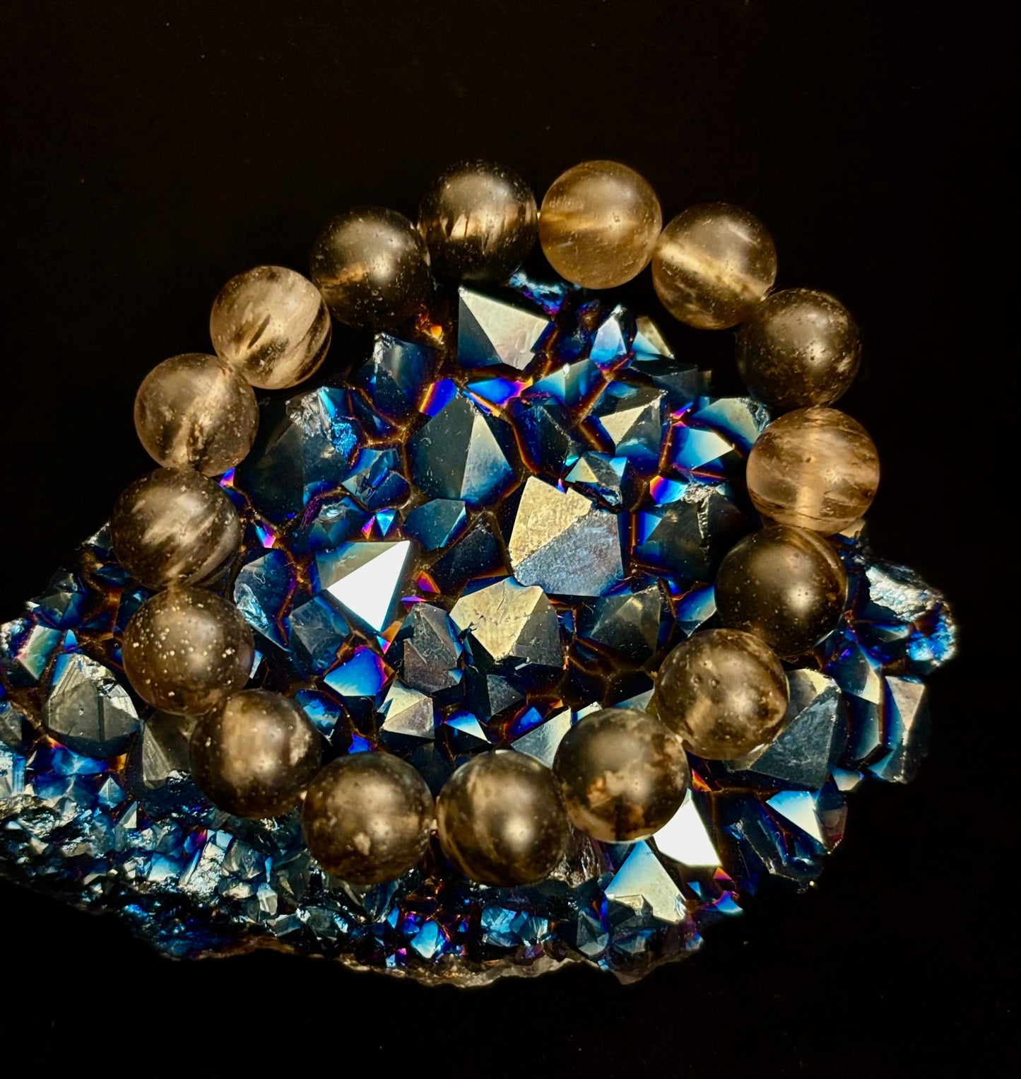 Watermelon Black Matte Stretch Stone Bracelet – 12mm Bold Beads | Grounding Energy & Fierce Style