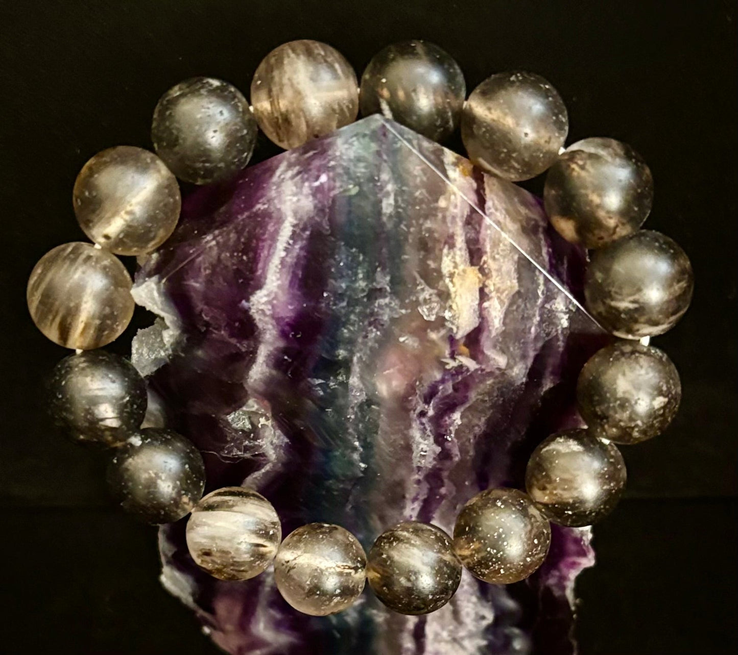 Watermelon Black Matte Stretch Stone Bracelet – 12mm Bold Beads | Grounding Energy & Fierce Style