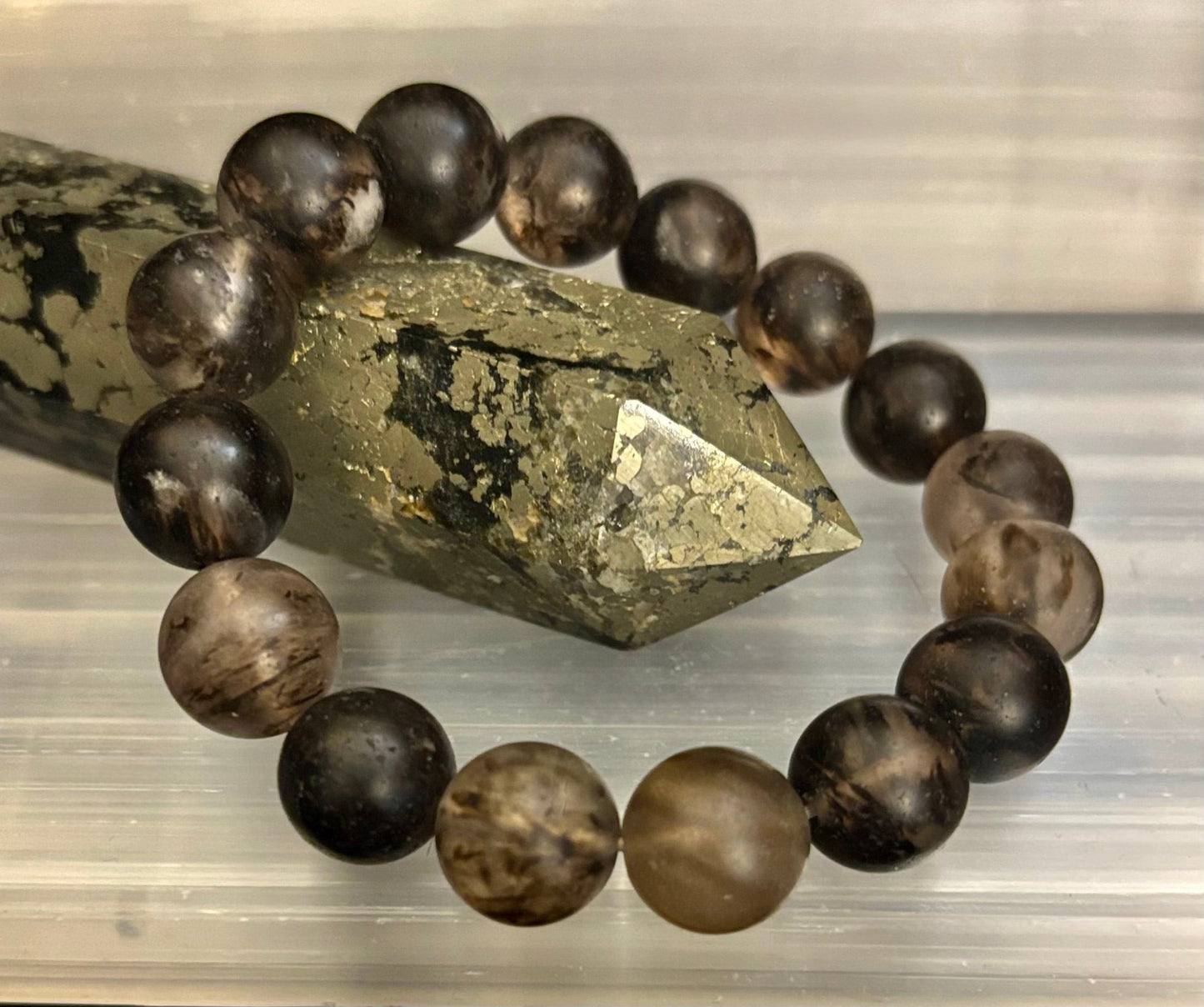 Watermelon Black Matte Stretch Stone Bracelet – 12mm Bold Beads | Grounding Energy & Fierce Style