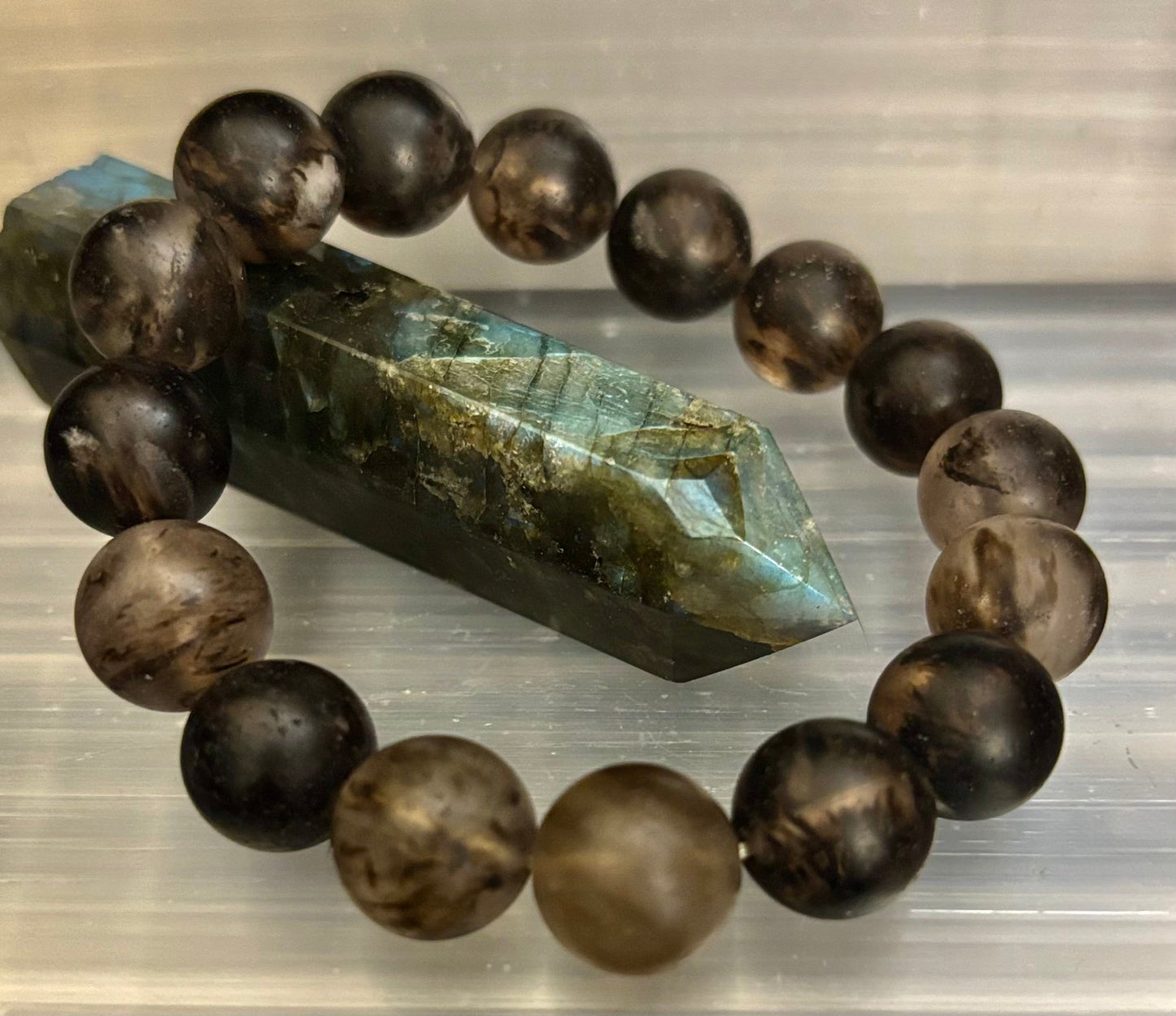 Watermelon Black Matte Stretch Stone Bracelet – 12mm Bold Beads | Grounding Energy & Fierce Style