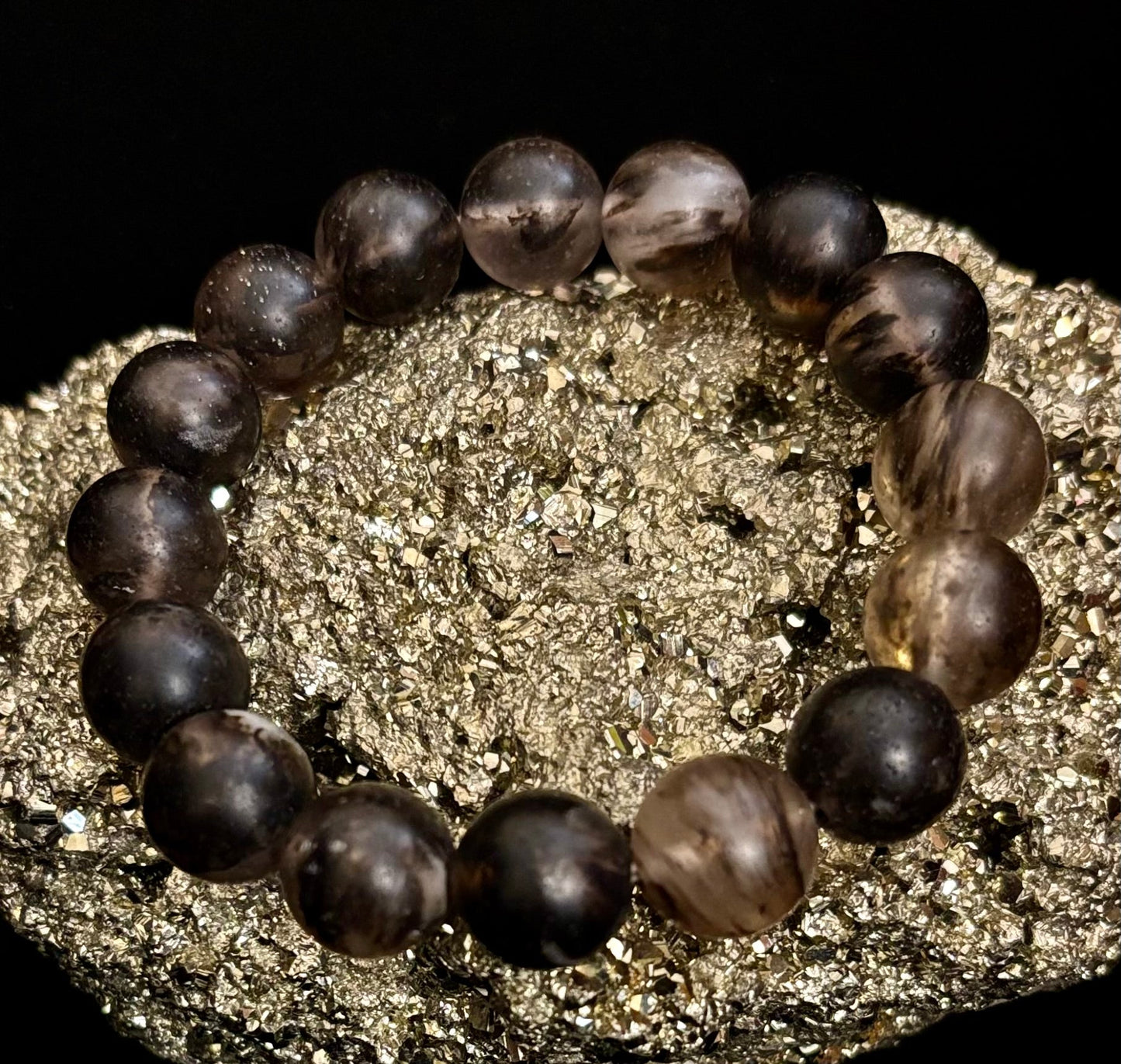 Watermelon Black Matte Stretch Stone Bracelet – 12mm Bold Beads | Grounding Energy & Fierce Style