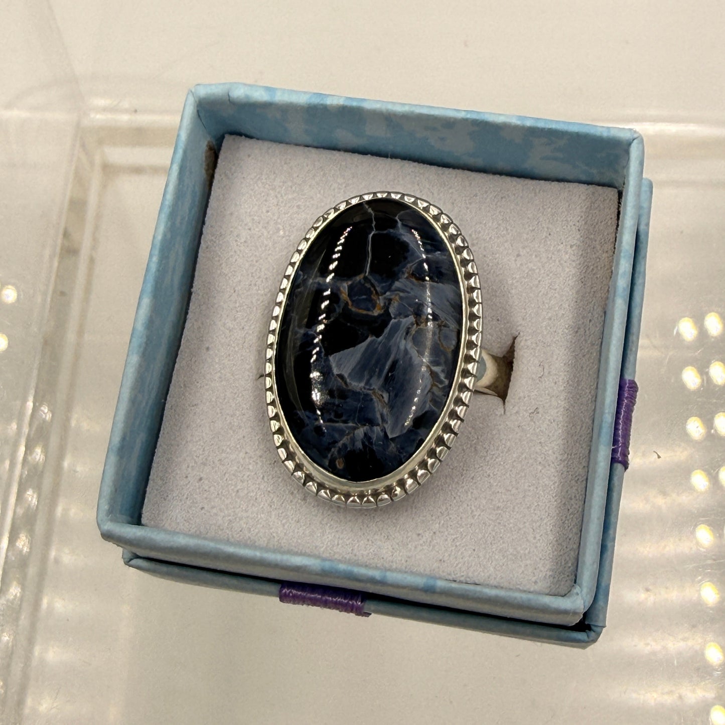 Sterling Silver Bezeled Oval Pietersite Ring - Size 10 - Grounding, Transformative & Insightful