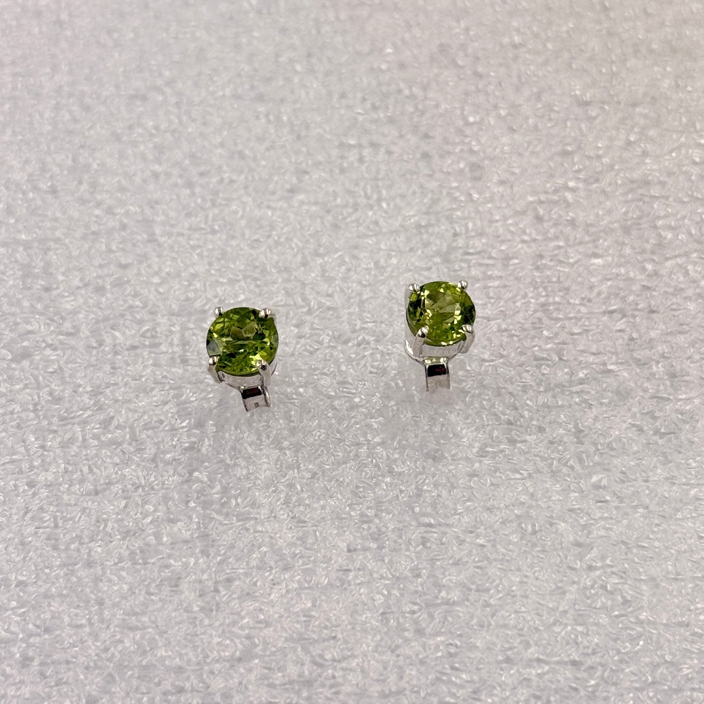 Sterling Silver Round Peridot Post Earrings Size 1