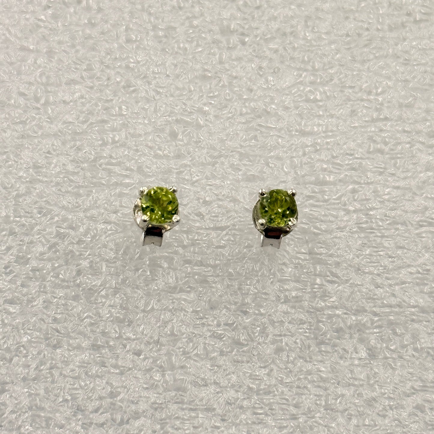 Sterling Silver Round Peridot Post Earrings Size 2