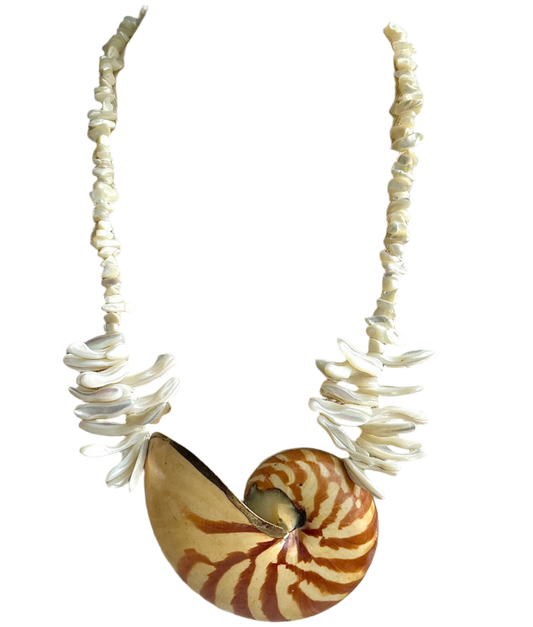 Fabulous Huge Nautilus Shell Statement Necklace