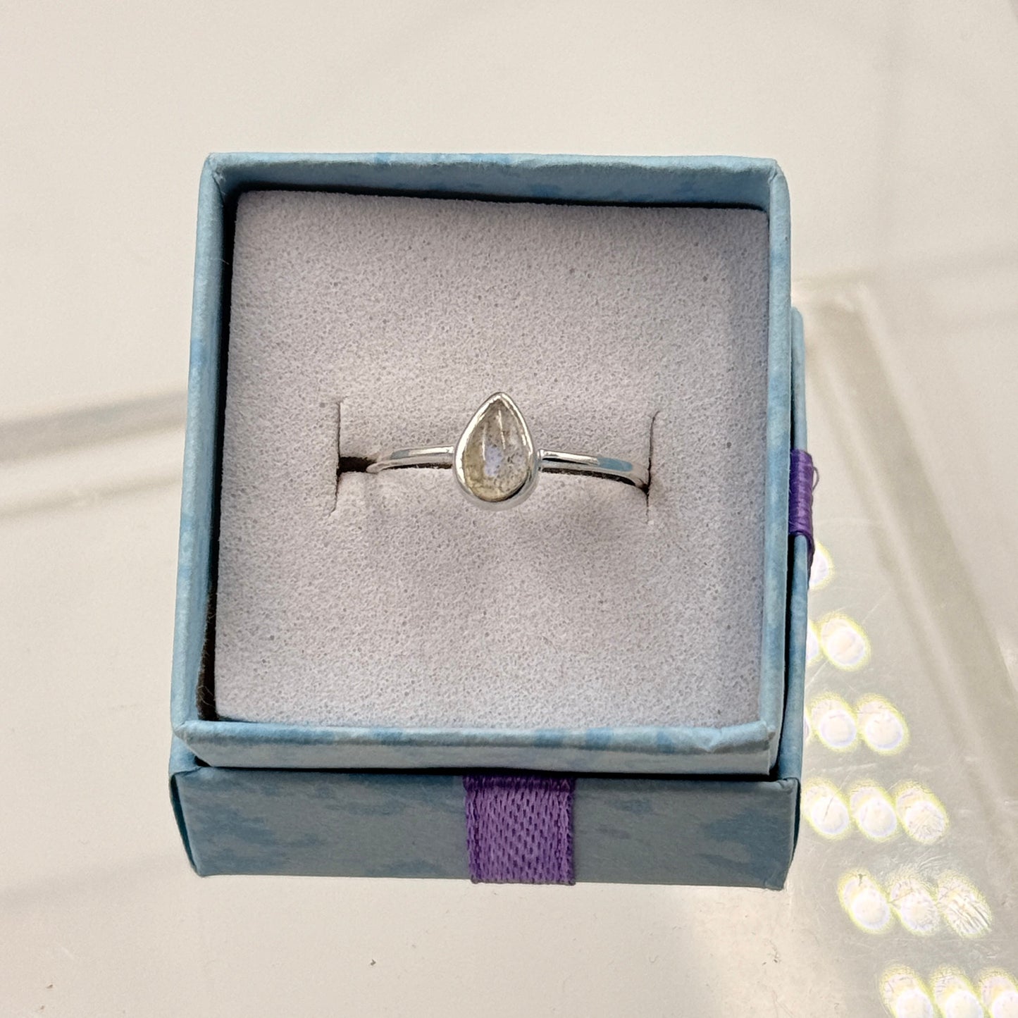 Dainty Rainbow Moonstone Ring