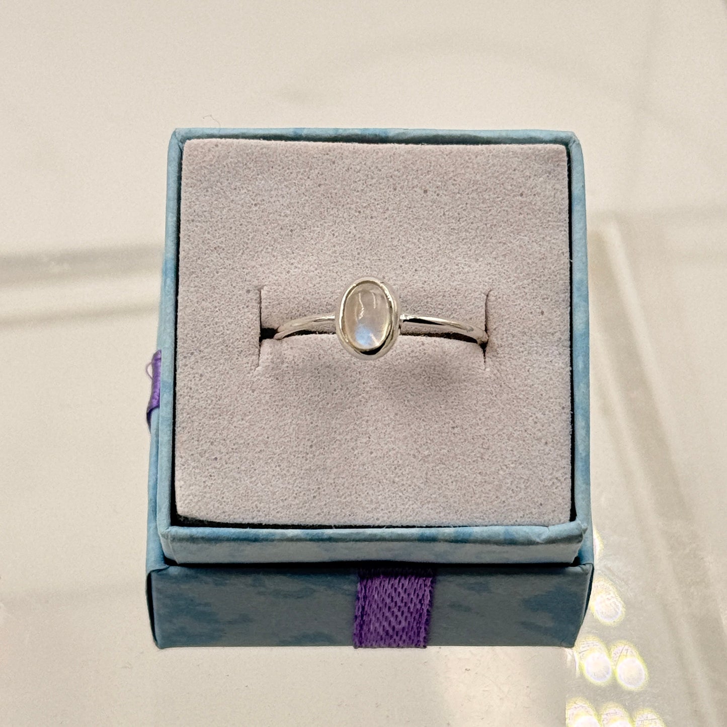 Dainty Rainbow Moonstone Ring