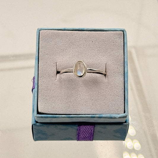 Dainty Rainbow Moonstone Ring
