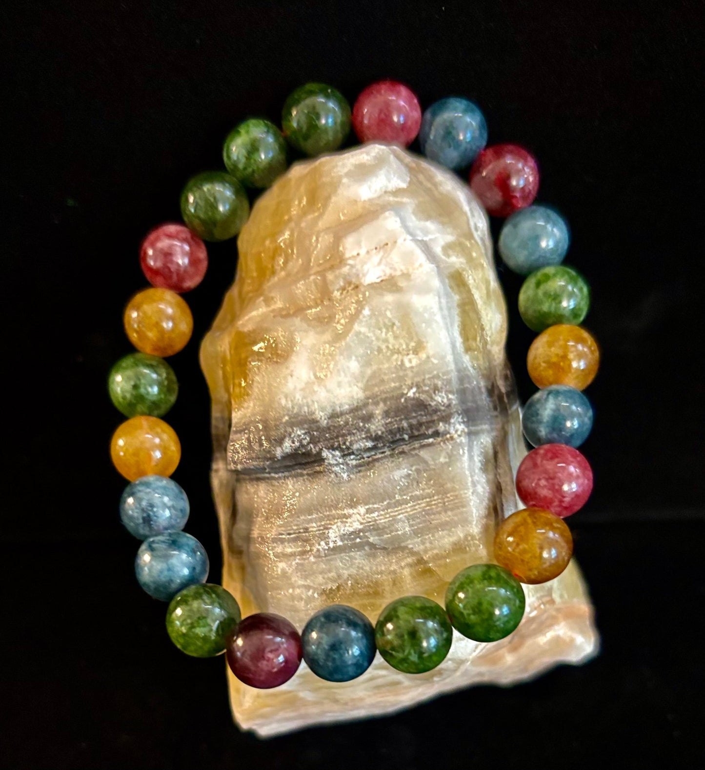 Natural Multicolor Tourmaline Bracelet – 8mm or 10mm Beads for Energy, Protection & Joy