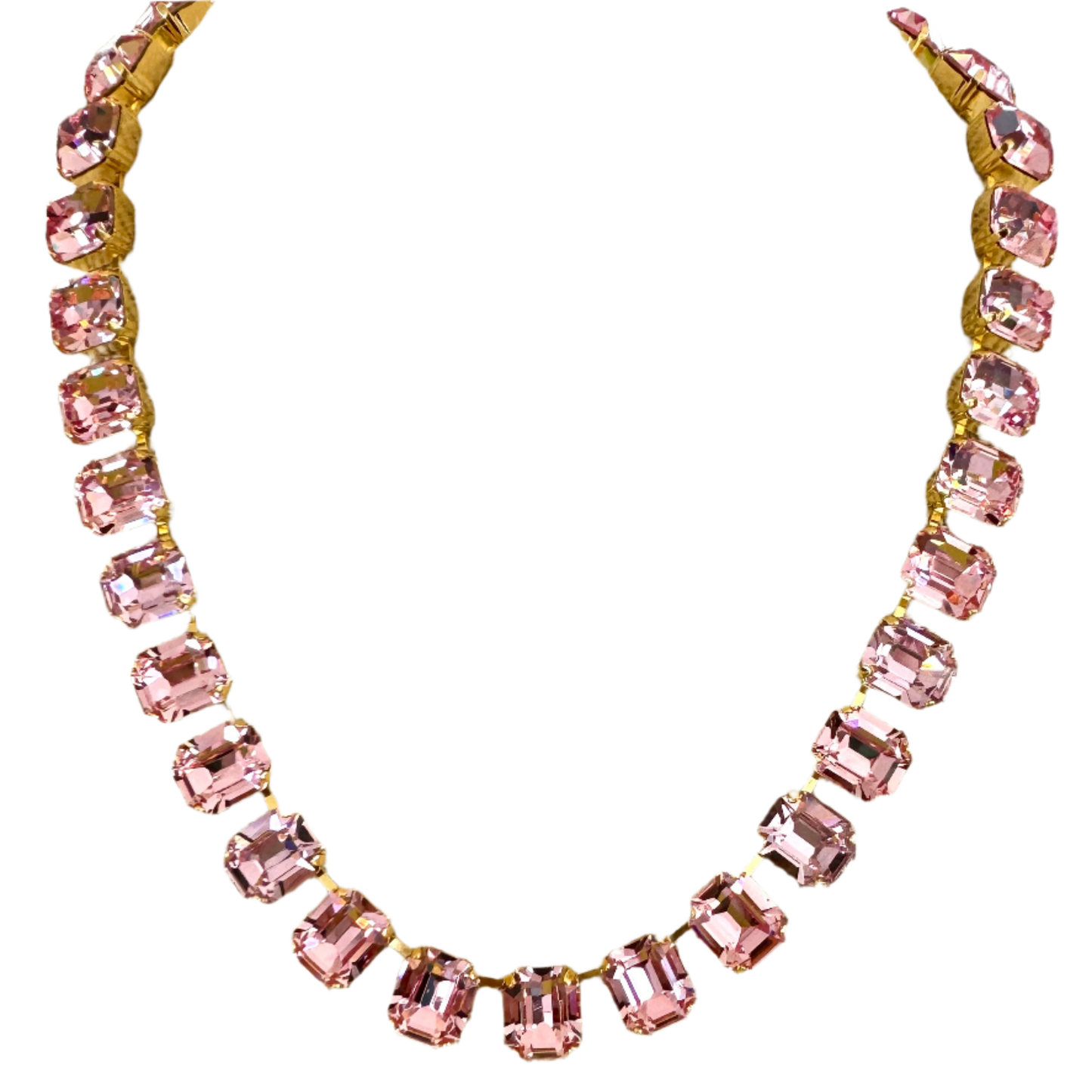 Cara Pink Crystal Square Cut Necklace